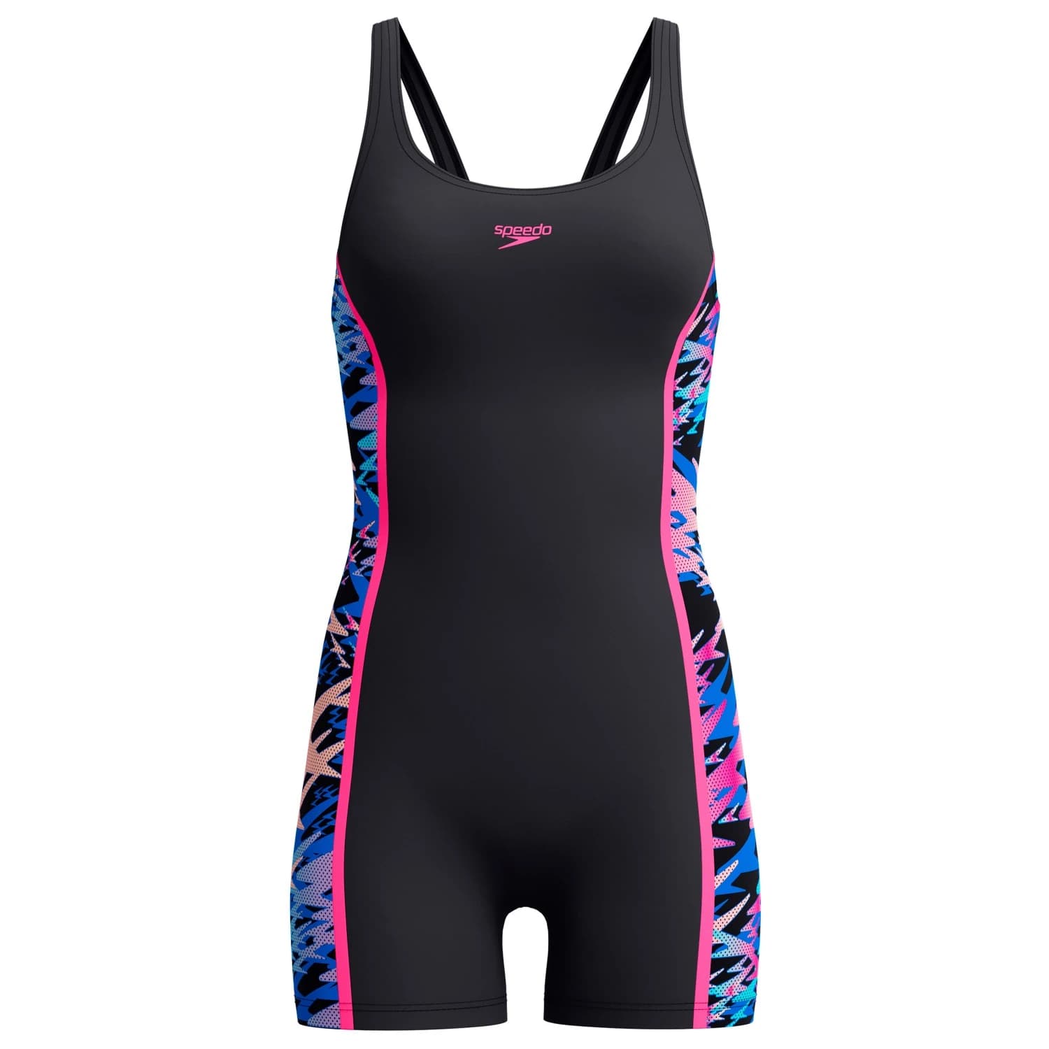 Дамски бански костюм Speedo Women's Hyperboom Splice Muscleback Legsuit Swimsuit - Anthracite/Margarita Pink