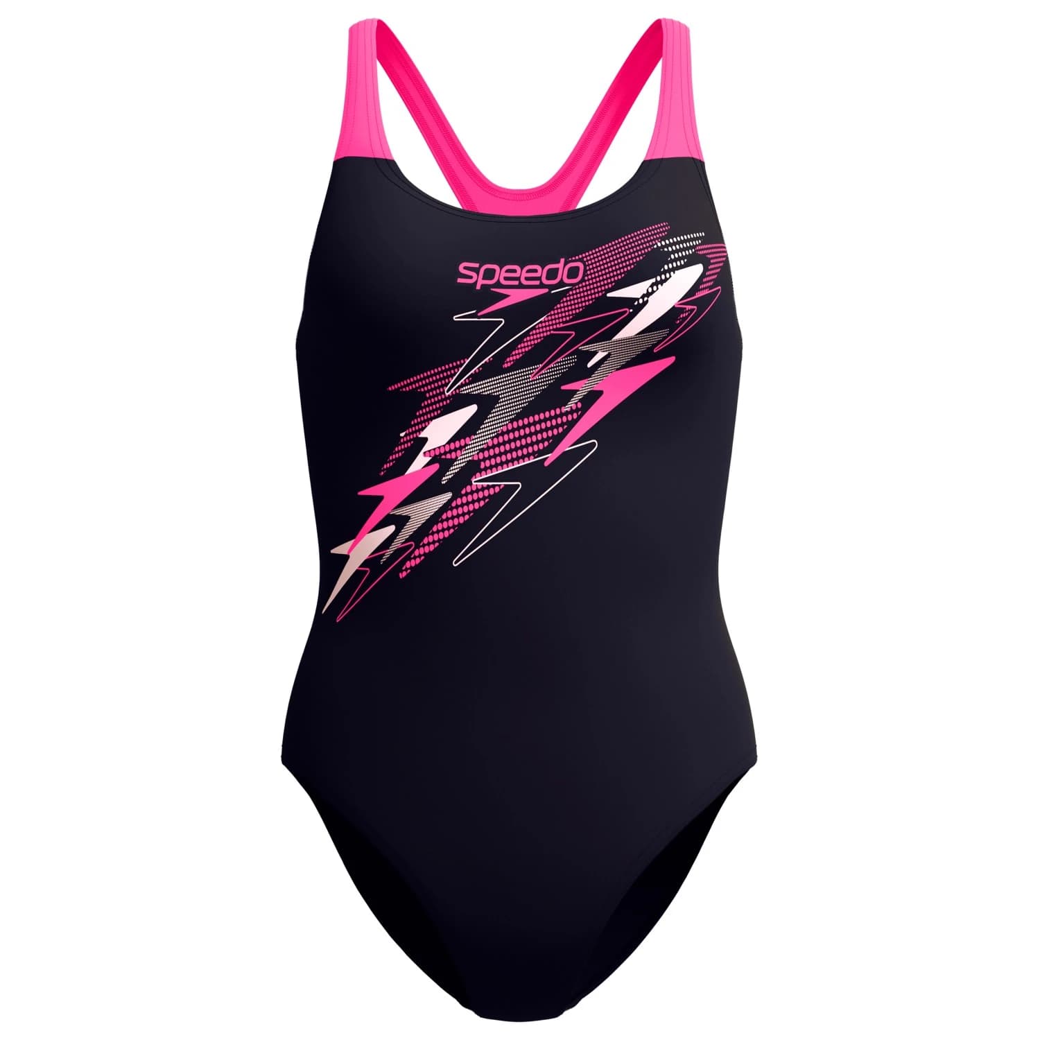 Дамски бански костюм Speedo Women's Medley Logo Medalist One Piece Swimsuit - Anthracite/Margarita Pink