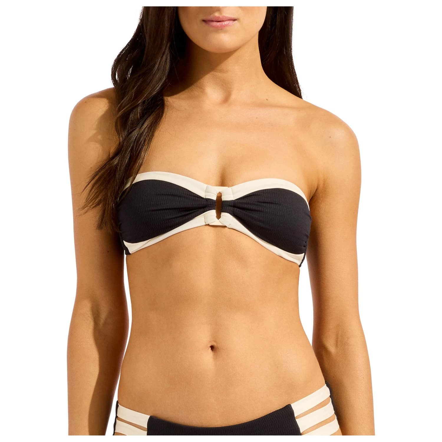 Дамско бикини горнище Seafolly Band Wave Trim Front Bandeau Bikini top - Black