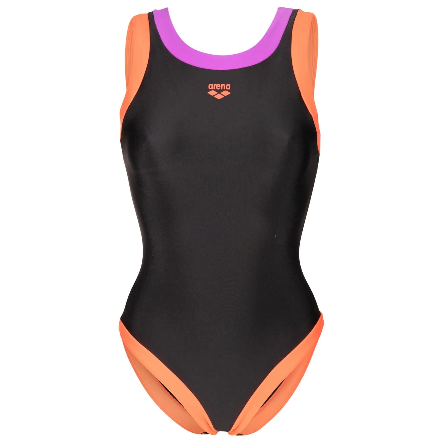 Дамски бански костюм Arena Women's Bold Lines Swimsuit - Black / Calypso Coral / Violet