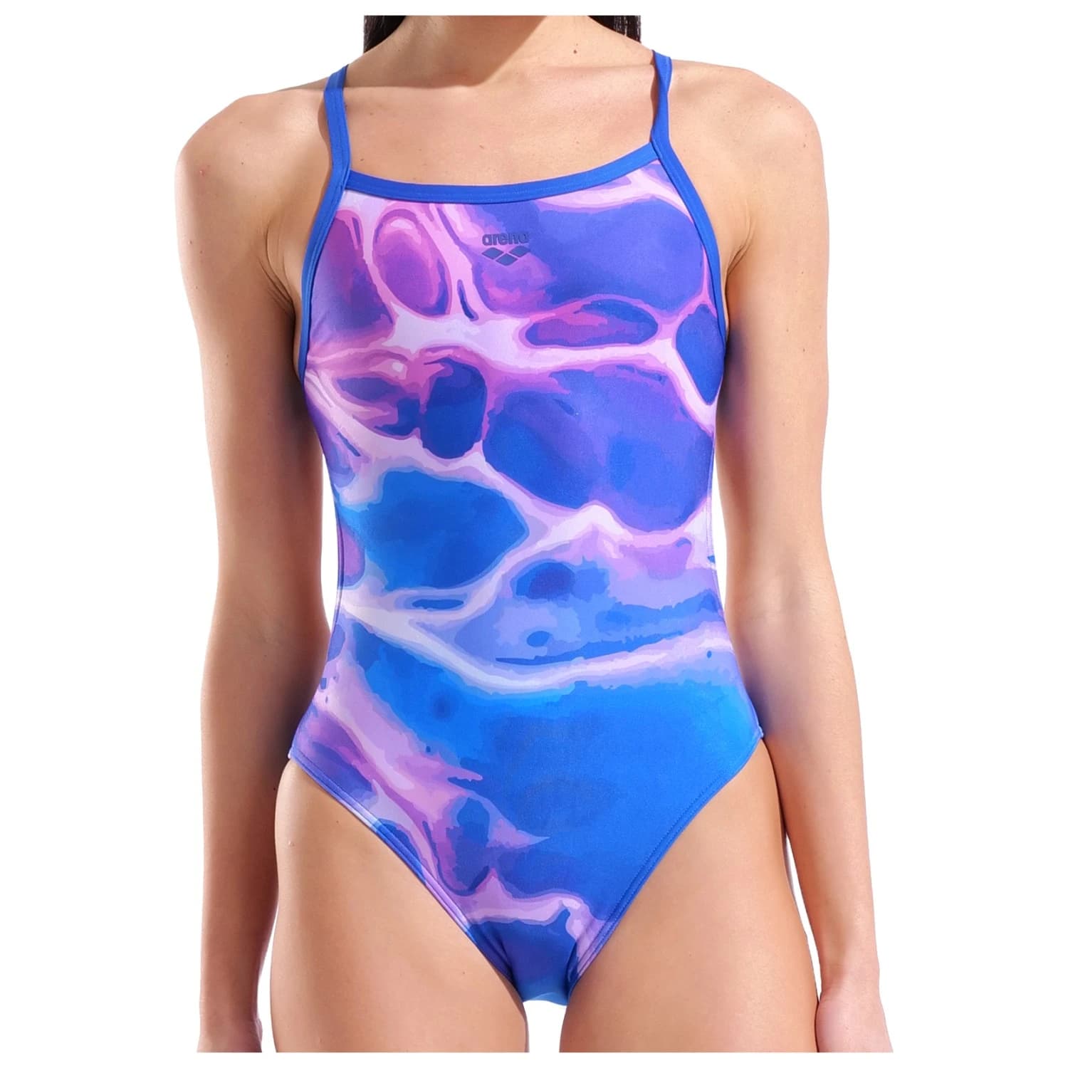 Дамски бански костюм Arena Women's Earth Swimsuit Challenge Back Swimsuit - Neon Blue Multi / Neon Blue / Neon Blue