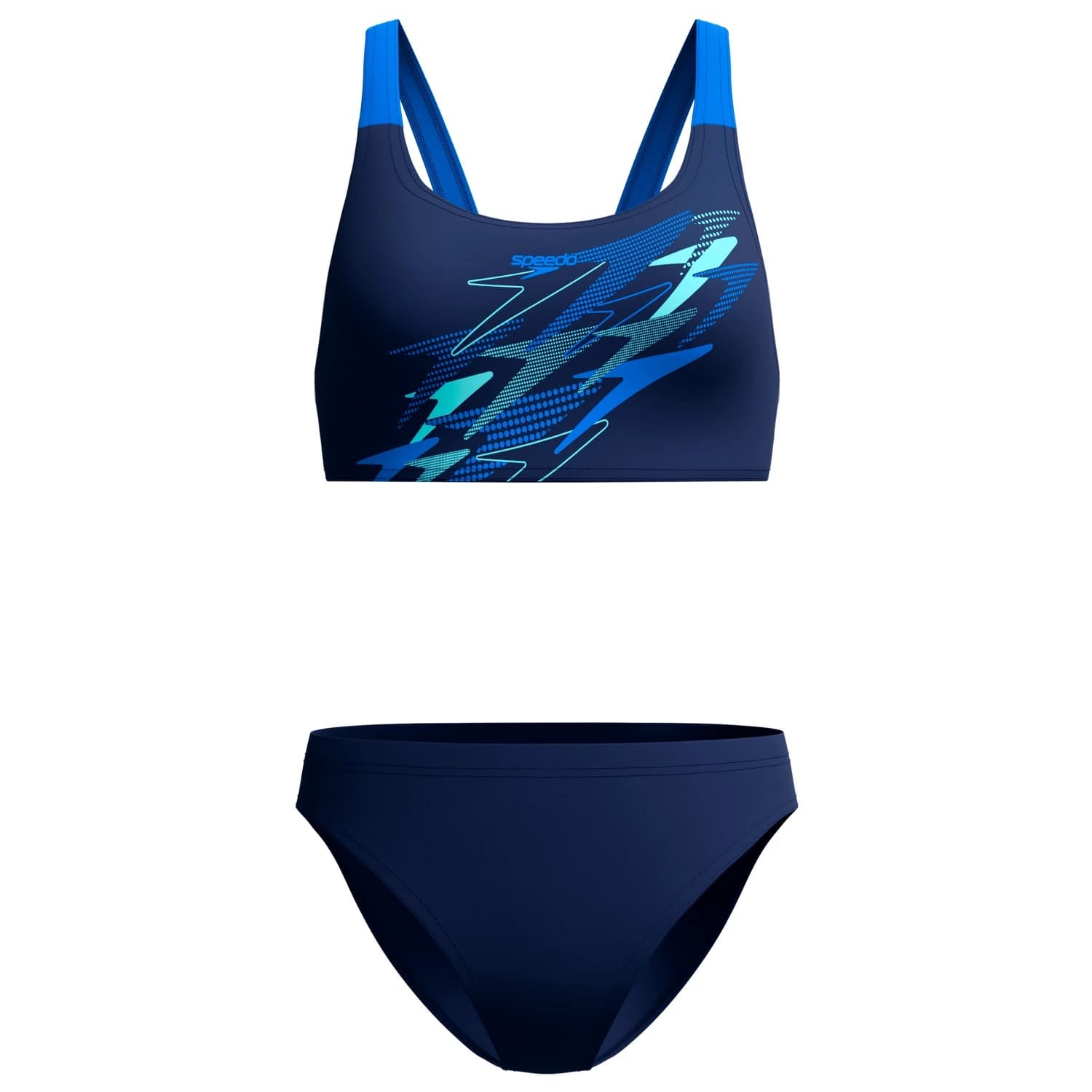 Дамски комплект бикини Speedo Women's Medley Logo Leaderback Bikini Set Bikini - Peacoat / Deep Sapphire