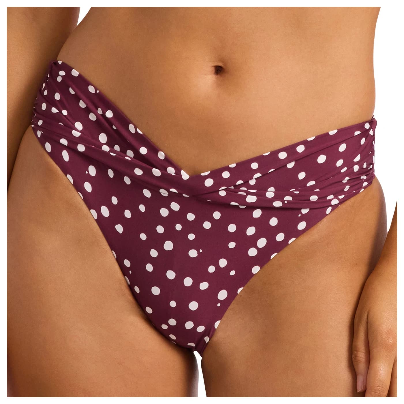Дамско бикини долнище Seafolly Women's Dolce Dot Twist Band Mini Hipster Bikini bottom - Dark Burgundy