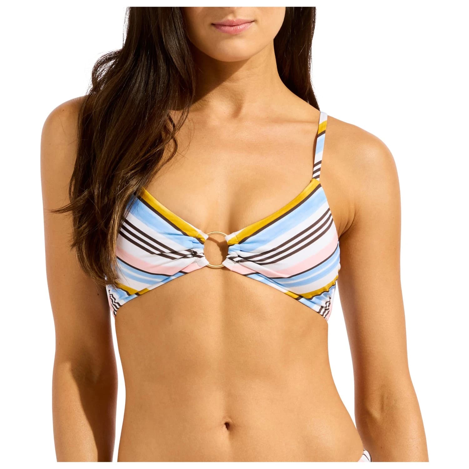 Дамско бикини горнище Seafolly Women's Kai Ring Front Bralette Bikini top - Powder Blue