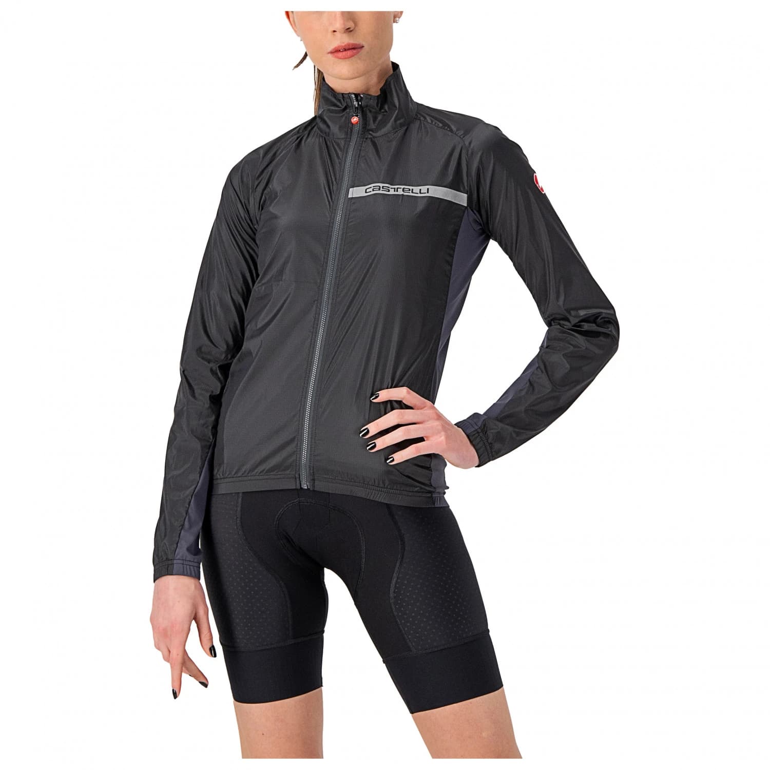 Дамско ветрозащитно яке за колоездене Castelli Women's Squadra Stretch Jacket Cycling jacket - Light Black / Dark Grey