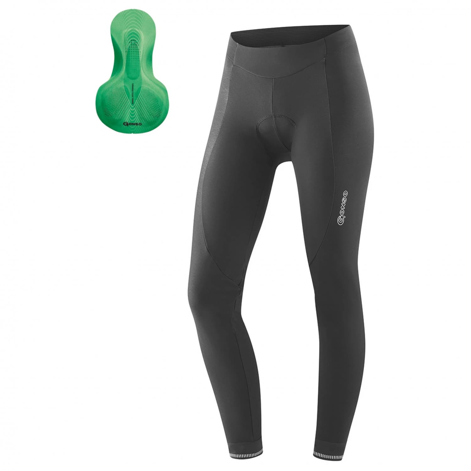 Дамски дълъг панталон за колоездене Gonso Women's Sitivo Tight Cycling bottoms - Black / Sitivo Green