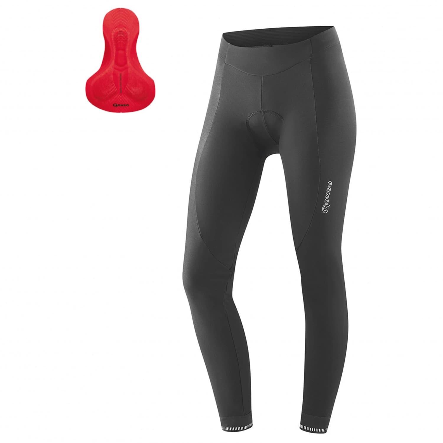 Дамски дълъг панталон за колоездене Gonso Women's Sitivo Tight Cycling bottoms - Black / Sitivo Red
