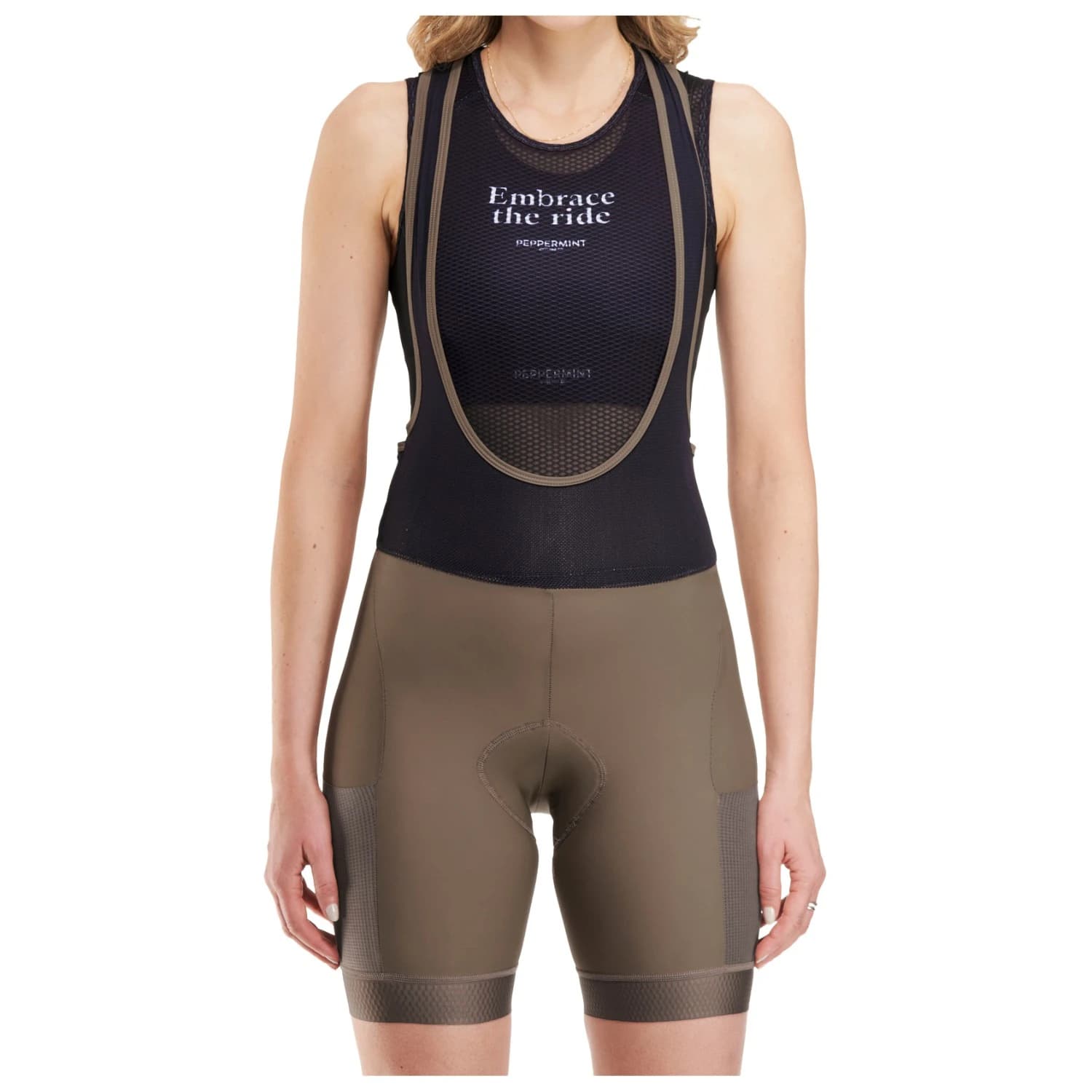 Дамски клин за колоездене PEPPERMINT Women's Signature Cargo Bib Cycling bottoms - Cacao