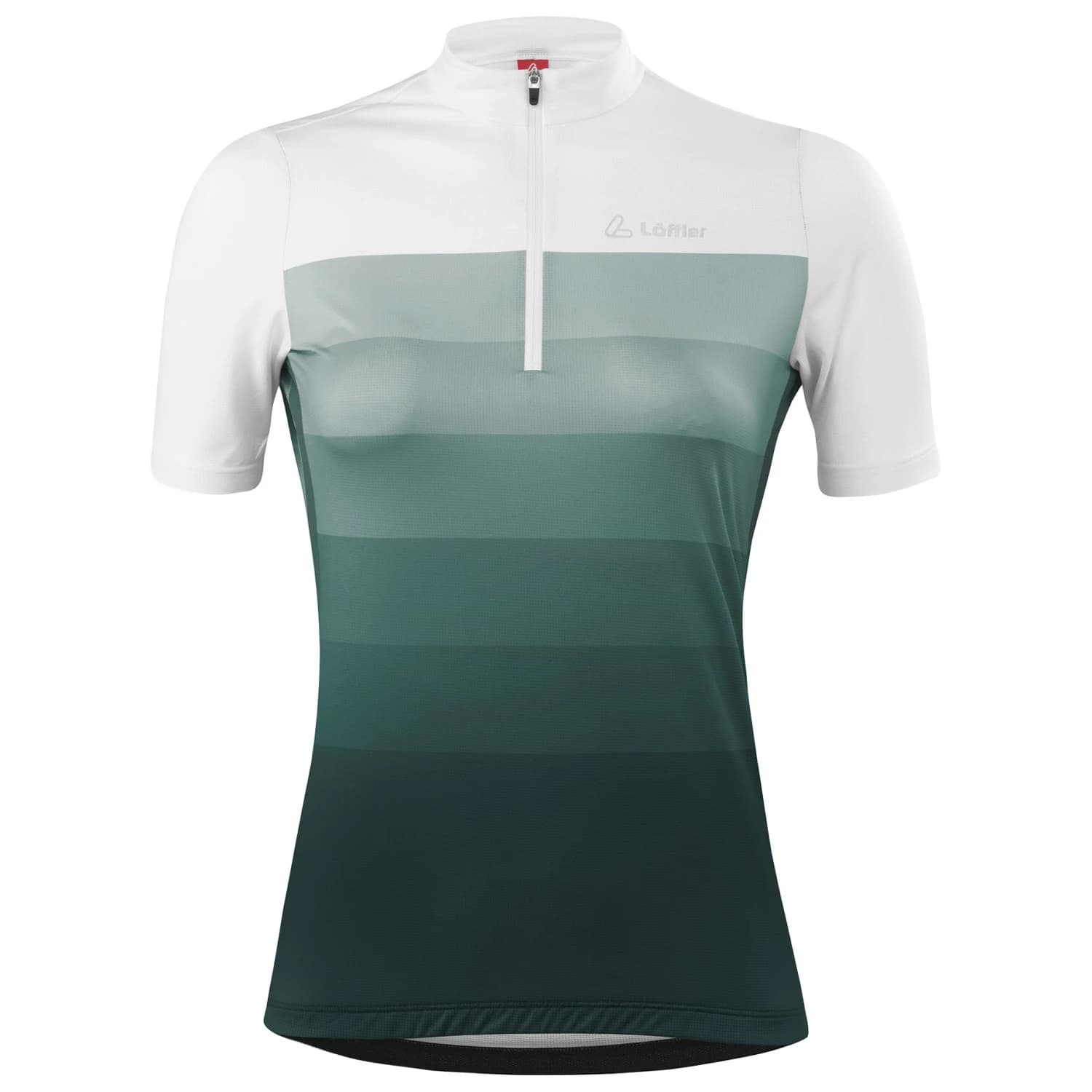 Дамска фланелка с къс ръкав за колоездене Löffler Women's Bike Jersey Half-Zip Rainbow Mid Cycling jersey - Forest