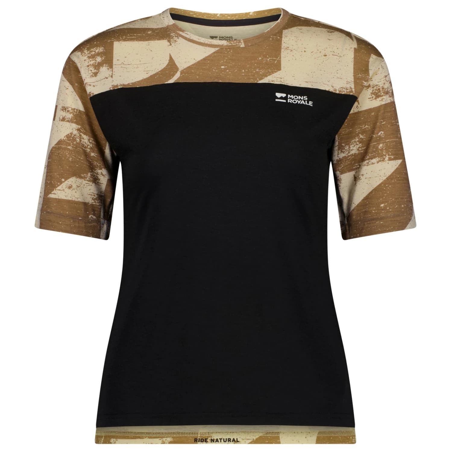 Дамска фланелка с къс ръкав за колоездене Mons Royale Women's Diversion Merino Bike Jersey S/S Cycling jersey - MR Grunge / Black