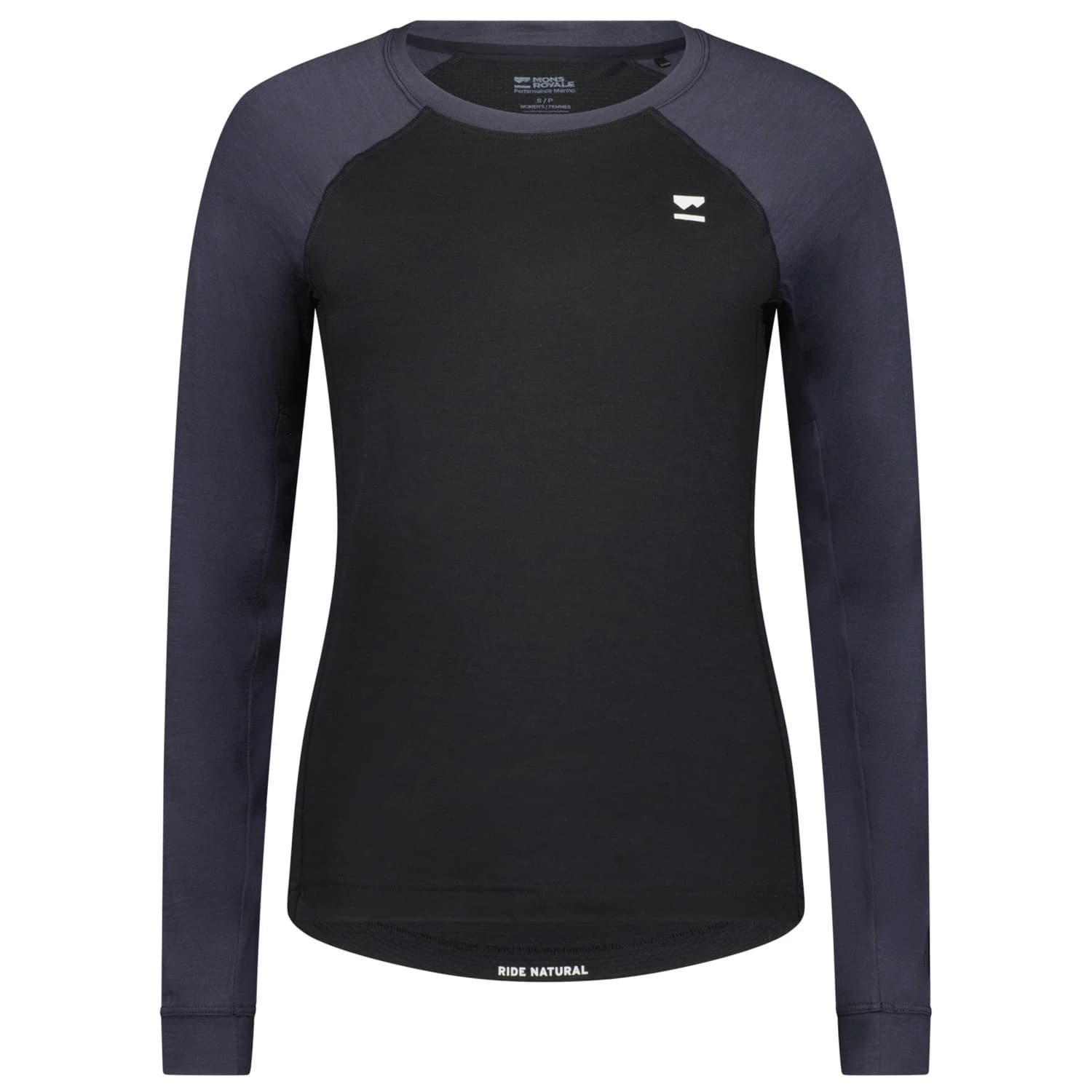Дамска фланелка с дълъг ръкав за колоездене Mons Royale Women's Tarn Merino L/S Merino longsleeve - Black / 9 Iron
