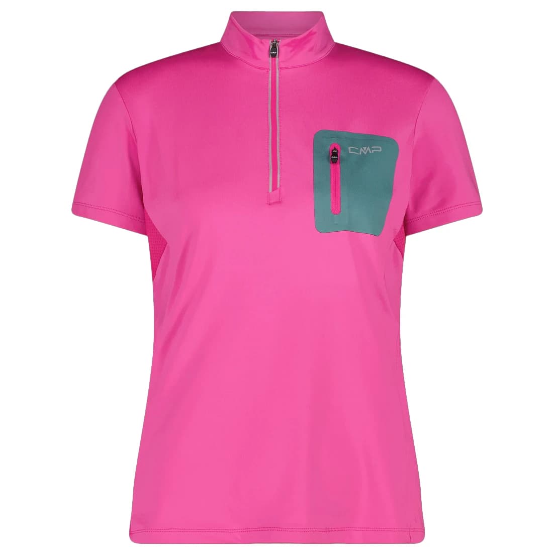 Дамска фланелка с къс ръкав за колоездене CMP Women's Breast Pocket T-Shirt Free Bike Cycling jersey - Magenta