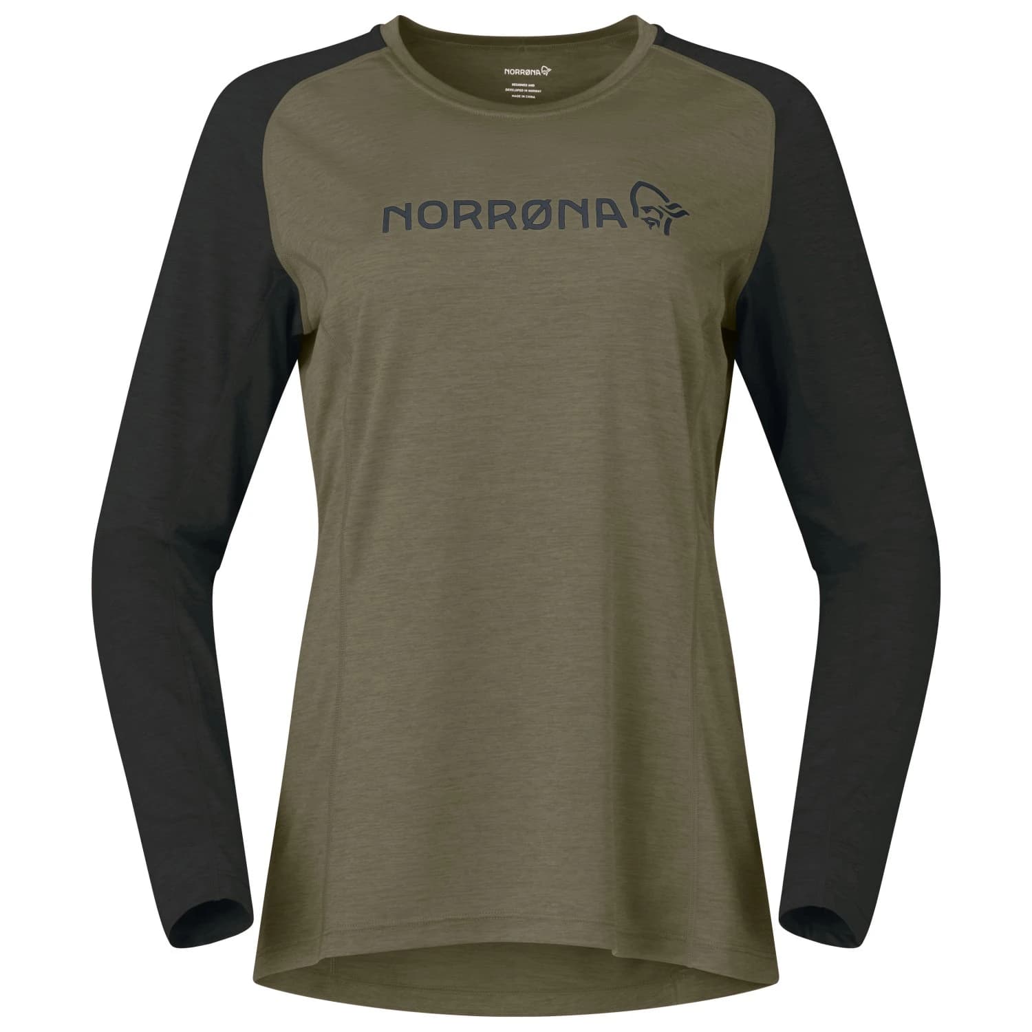 Дамска фланелка с дълъг ръкав за колоездене Norrøna Women's Fjørå Equaliser Lightweight Long Sleeve Cycling jersey - Olive Night