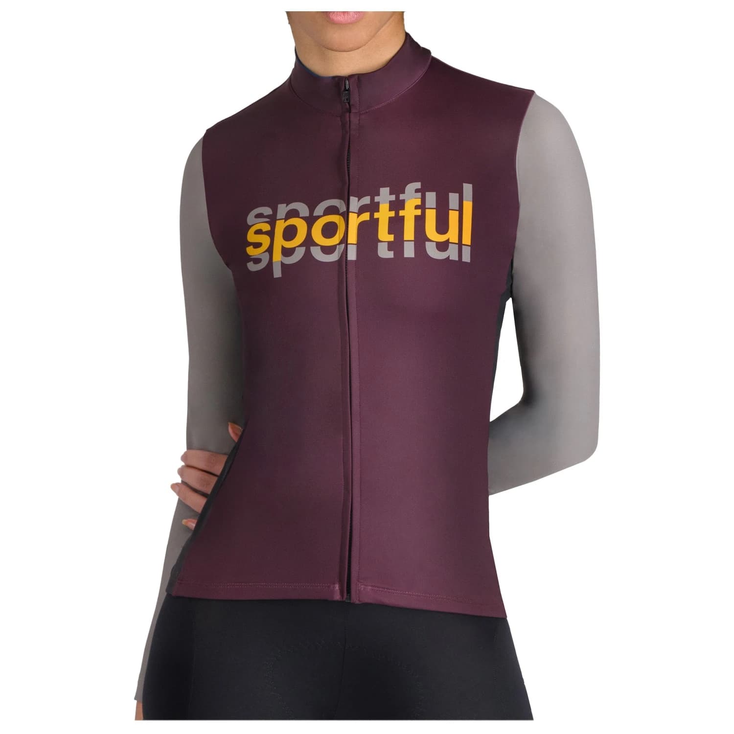 Дамска фланелка с дълъг ръкав за колоездене Sportful Women's Supergiara Logo Thermal Jersey Cycling jersey - Deep Bordeaux