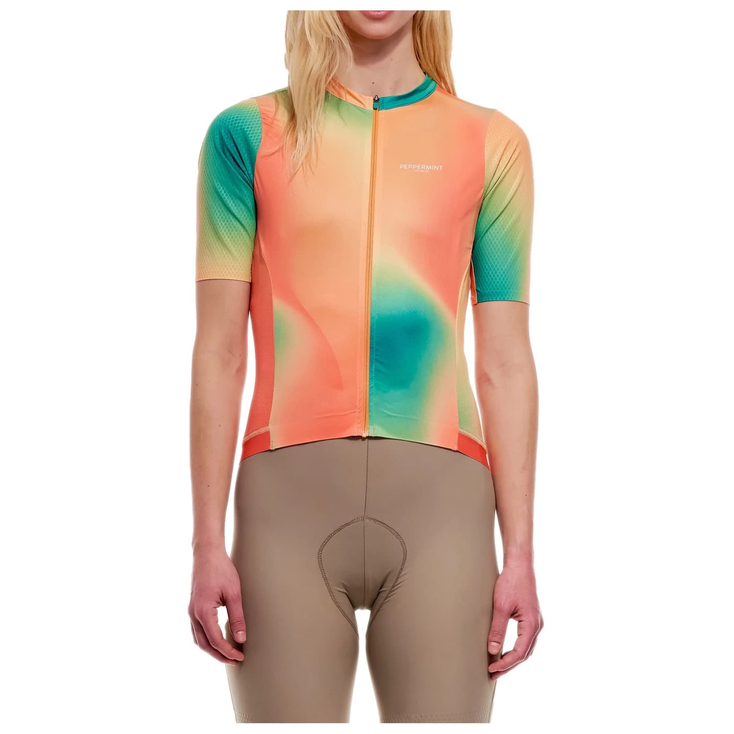 Дамска фланелка с къс ръкав за колоездене PEPPERMINT Women's Signature Jersey Cycling jersey - Mango