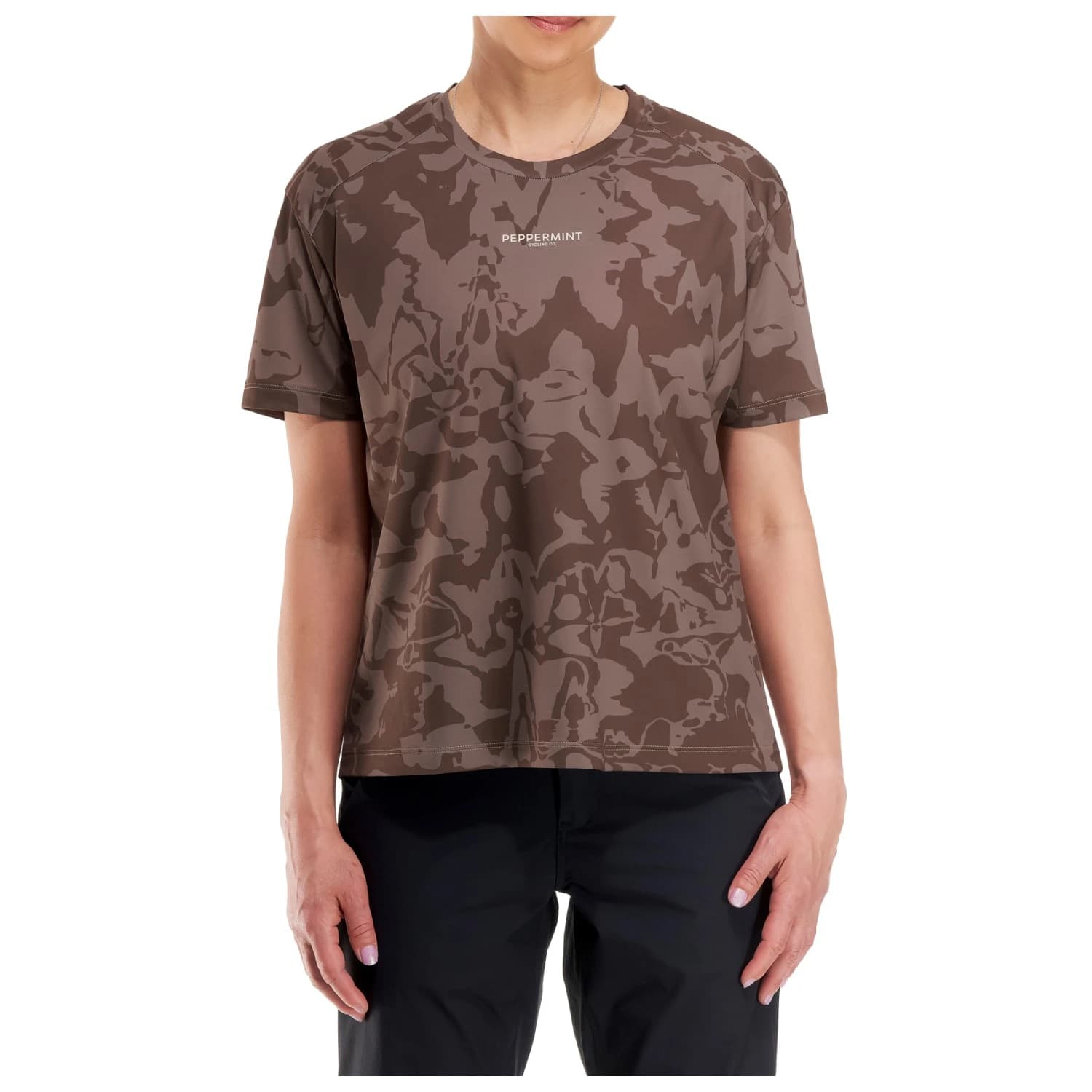 Дамска фланелка с къс ръкав за колоездене PEPPERMINT Women's Trail Short Sleeve Jersey Cycling jersey - Jam Cacao