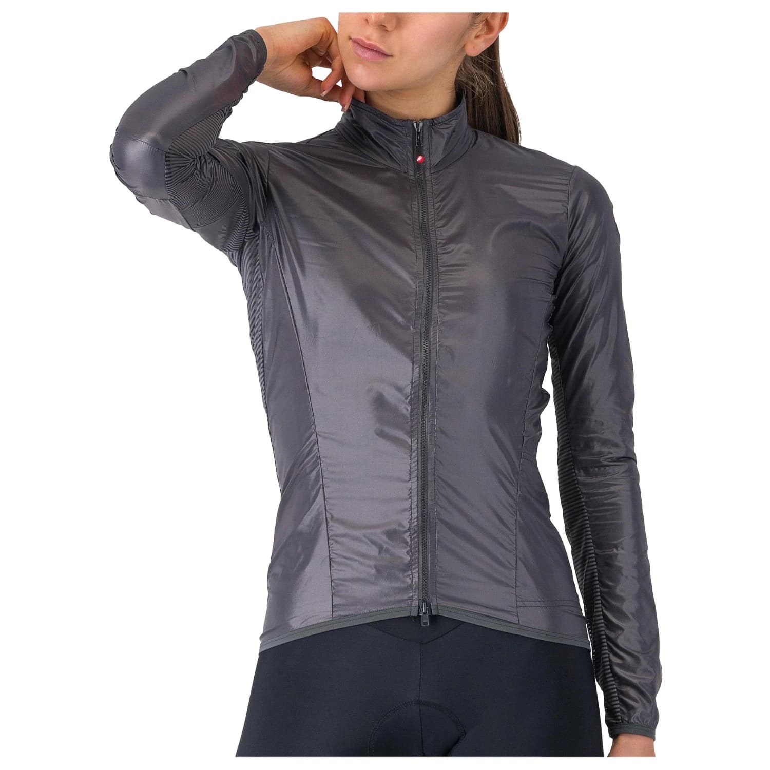 Дамска фланелка с къс ръкав за колоездене Castelli Women's Aria Shell 2 Jacket Cycling jersey - Dark Gray