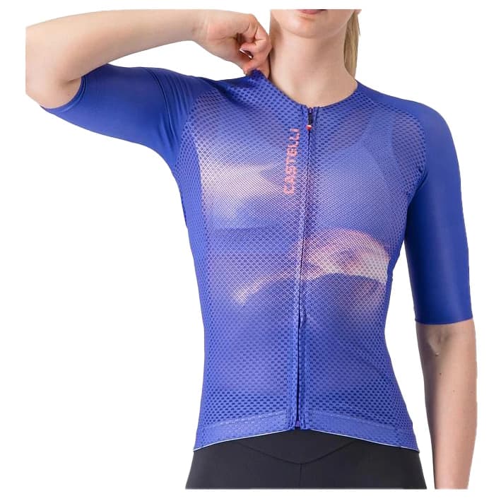 Дамска фланелка с къс ръкав за колоездене Castelli Women's Climber's A/C Jersey Cycling jersey - Ultraviolet / Purple Mist-Pink