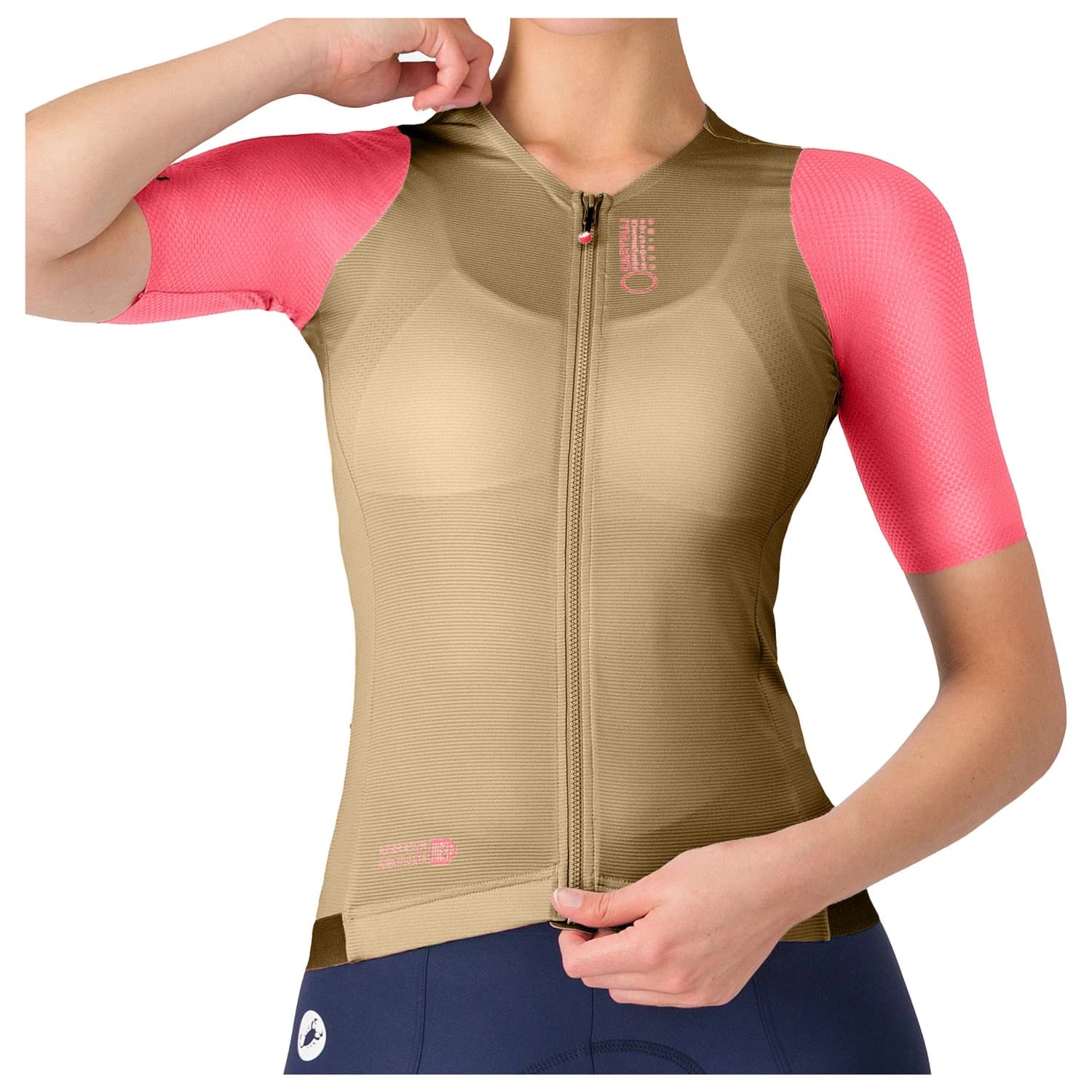 Дамска фланелка с къс ръкав за колоездене Castelli Women's Corretto Jersey Cycling jersey - Elmwood / Rosa Giro