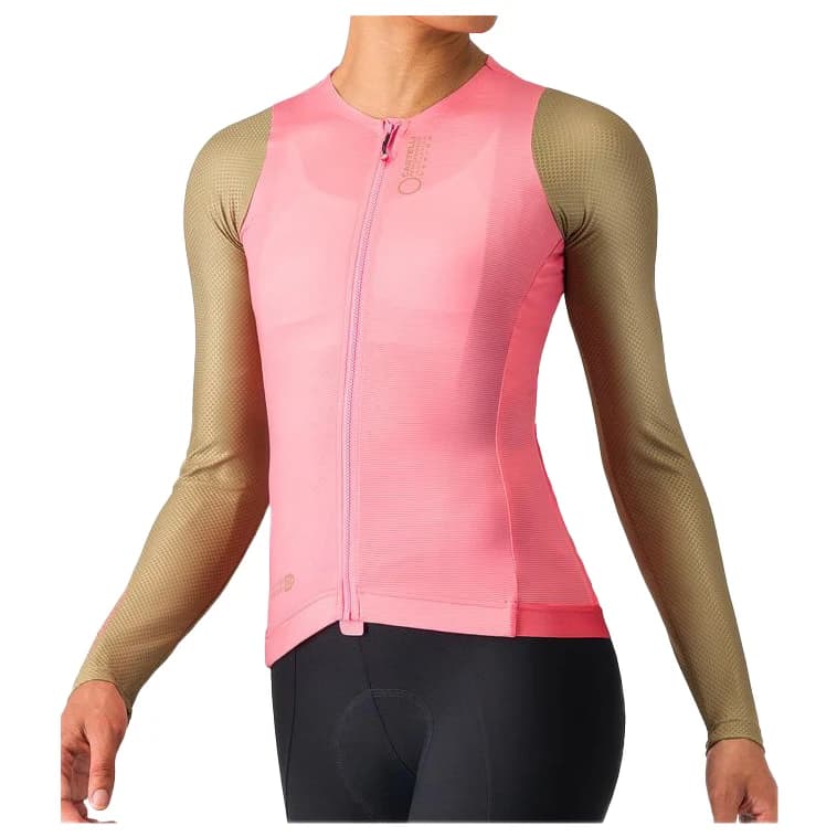 Дамска фланелка с дълъг ръкав за колоездене Castelli Women's Corretto Long Sleeve Jersey Cycling jersey - Rosa Giro / Elmwood