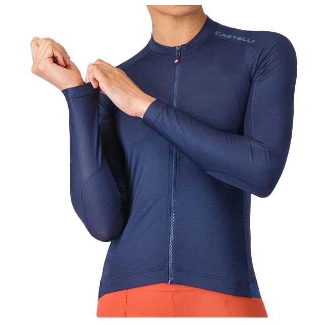 Дамска фланелка с дълъг ръкав за колоездене Castelli Women's Espresso 2 Long Sleeve Jersey Cycling jersey - Belgian Blue