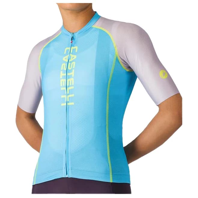 Дамска фланелка с къс ръкав за колоездене Castelli Women's Unlimited 2 Jersey Cycling jersey - Neon Cobalt / Purple Mist-Light