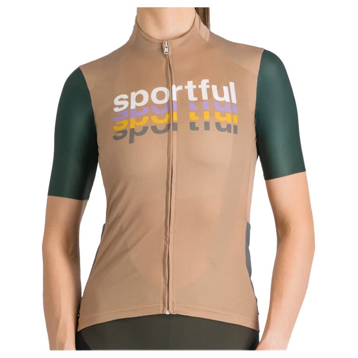 Дамска фланелка с къс ръкав за колоездене Sportful Women's Supergiara Logo 2 Jersey Cycling jersey - Desert Sand