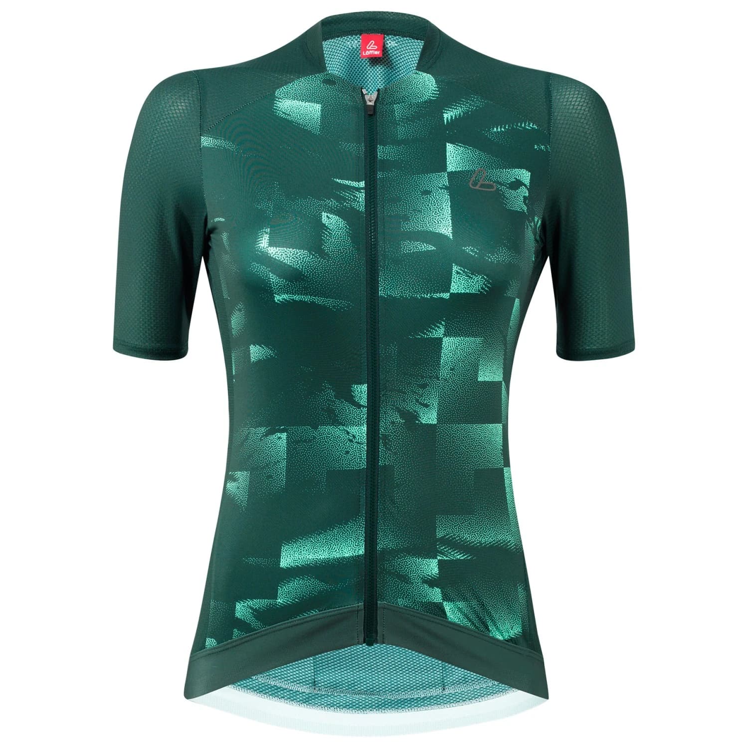 Дамска фланелка с къс ръкав за колоездене Löffler Women's Bike Jersey Full-Zip Skys Escape Cycling jersey - Forest