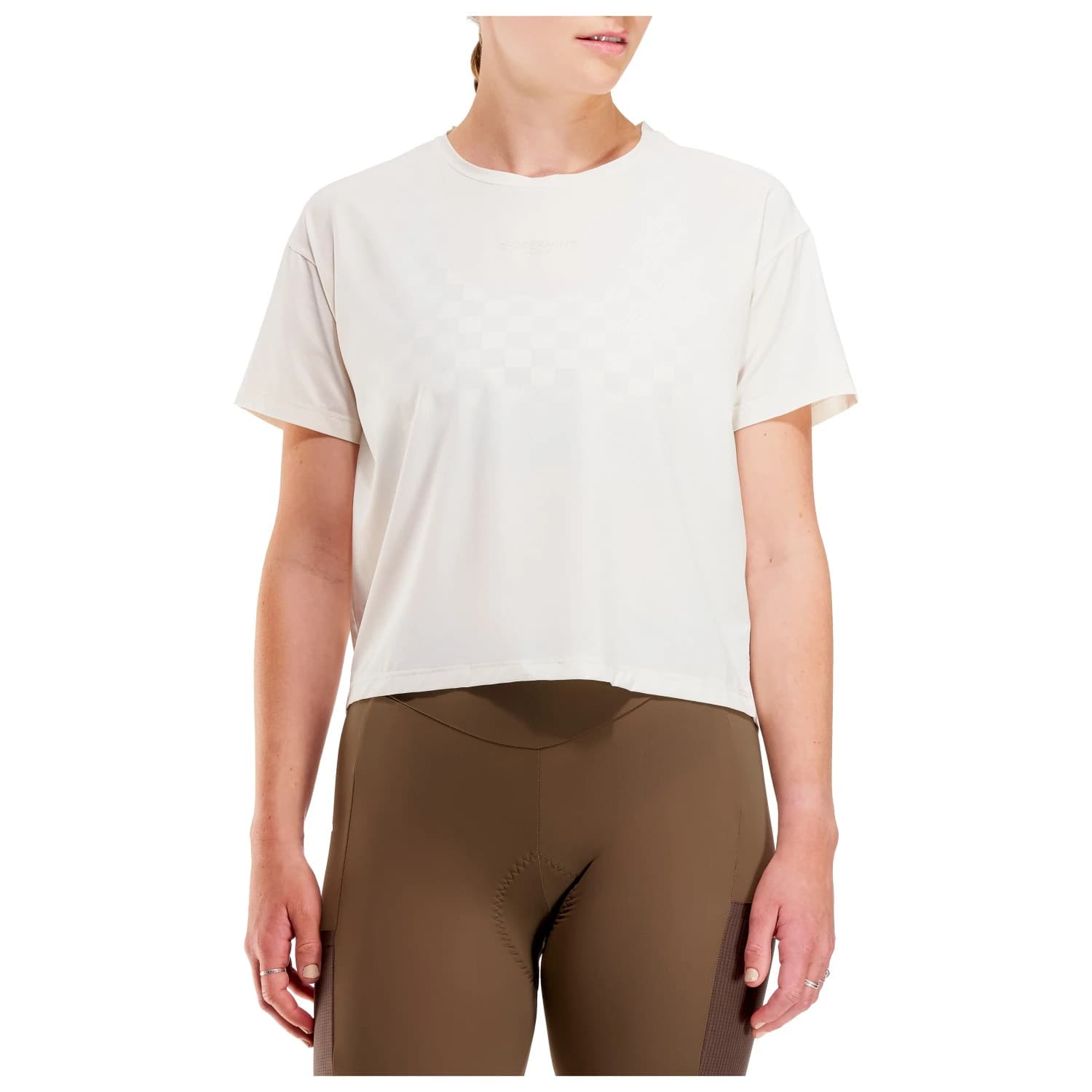 Дамска фланелка с къс ръкав за колоездене PEPPERMINT Women's Backroads Crop Tee Cycling jersey - Coconut