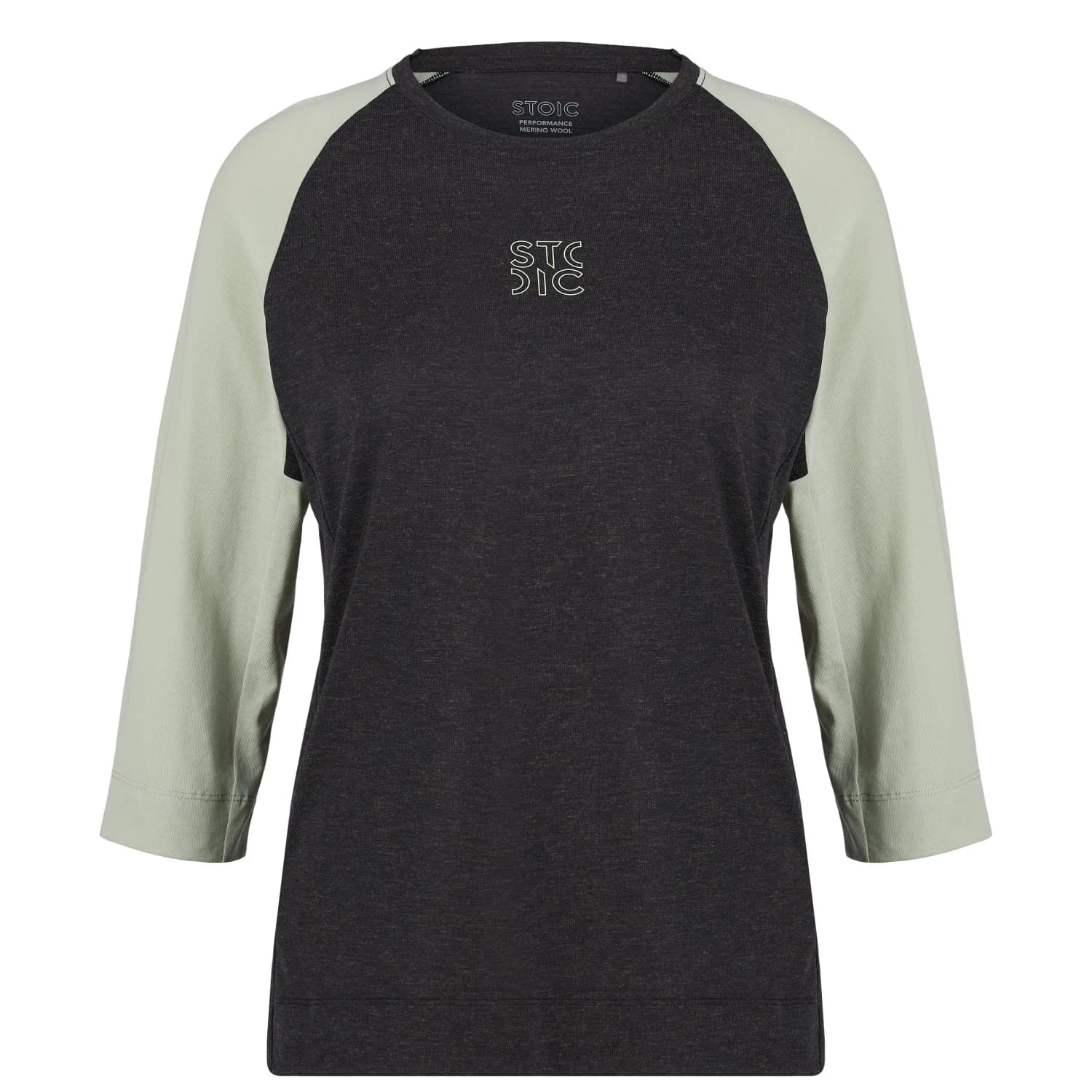 Дамска фланелка с къс ръкав за колоездене Stoic Women's PerformanceMerino LofsdalenSt. MTB 3/4 Tee Cycling jersey - Light Agave Green / Black