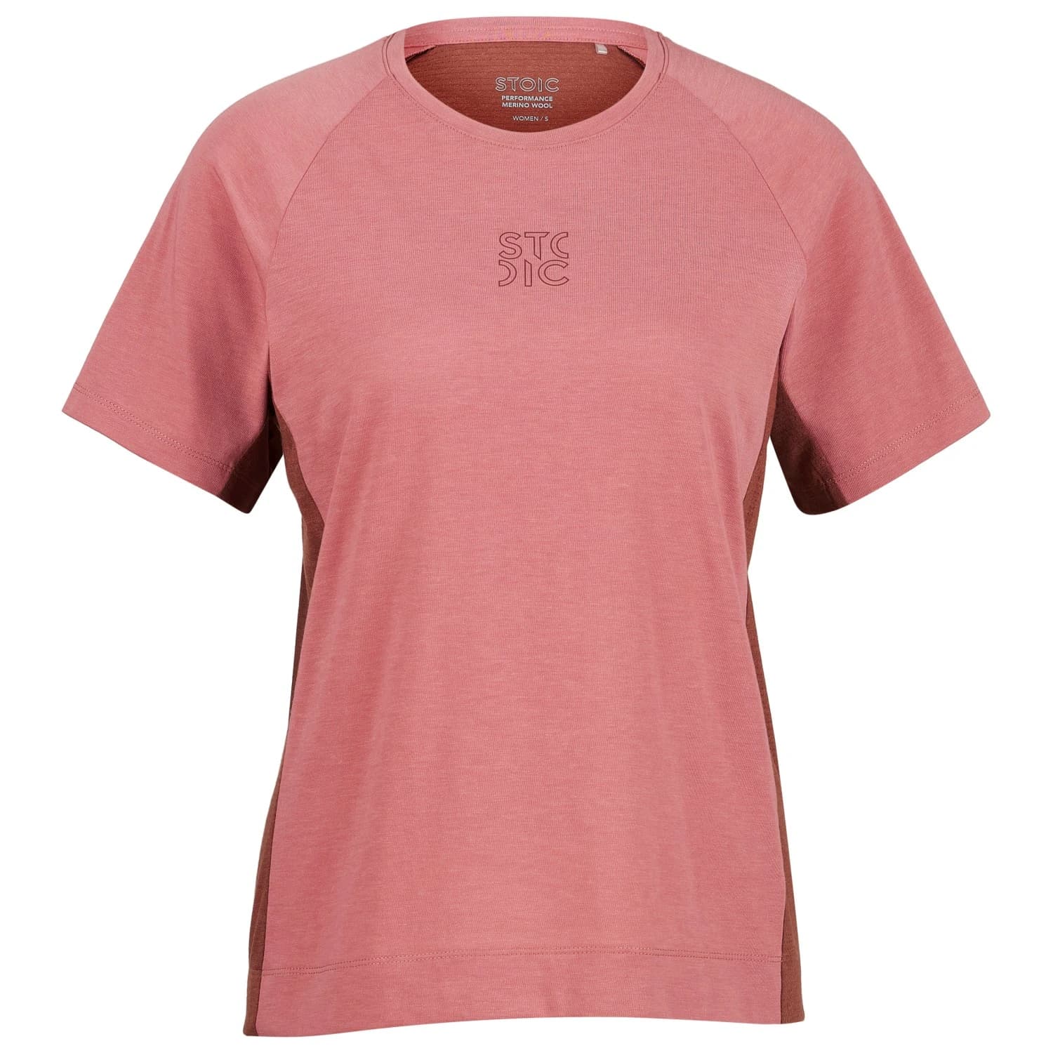 Дамска фланелка с къс ръкав за колоездене Stoic Women's PerformanceMerino LofsdalenSt. MTB S/S Cycling jersey - Faded Rose / Timber Red
