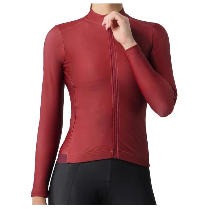 Дамска фланелка с дълъг ръкав за колоездене Castelli Women's Espresso Thermal 2 Jersey Cycling jersey - Garnet