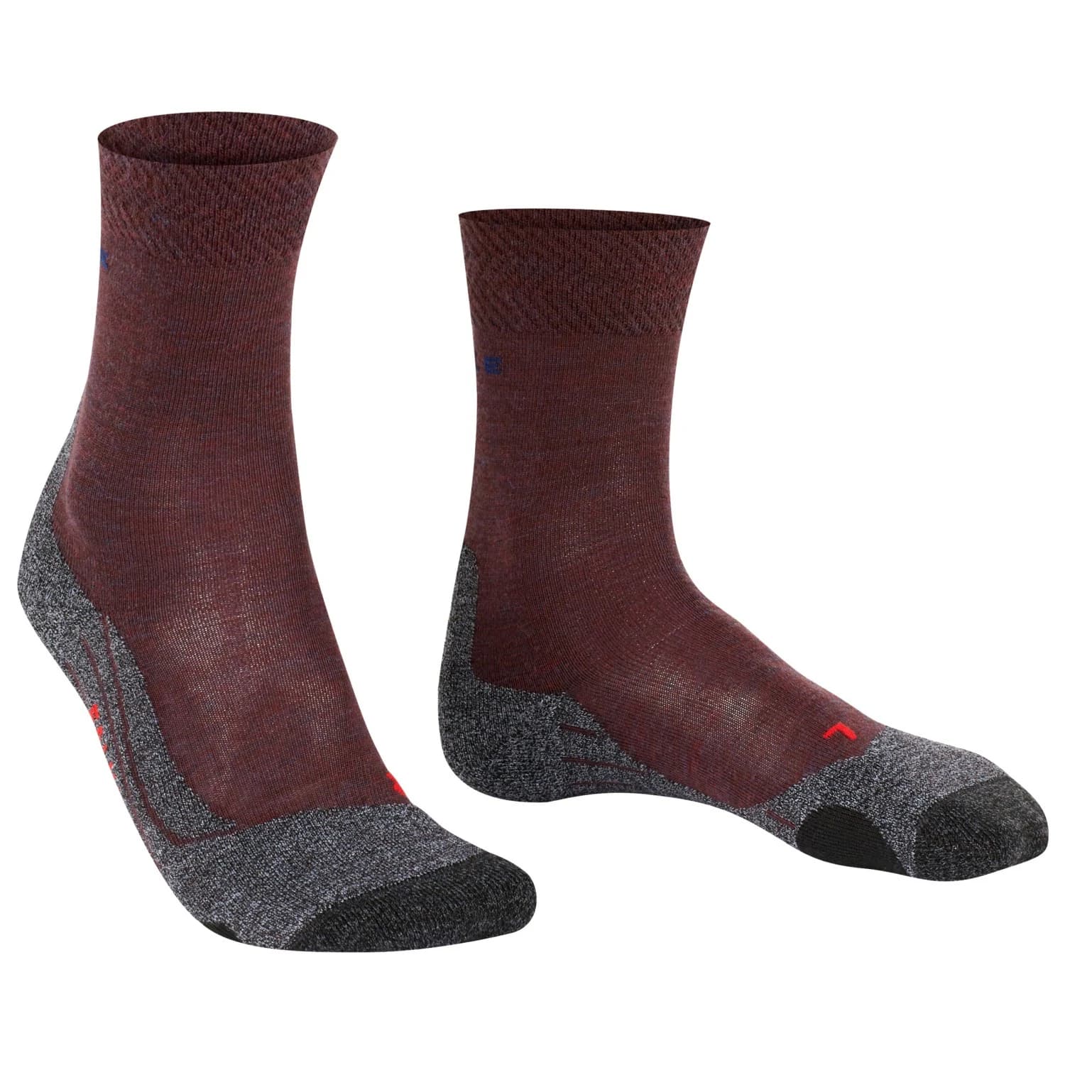 Дамски туристически чорапи Falke Women's TK2 Melange Walking socks - Winetasting / Grey