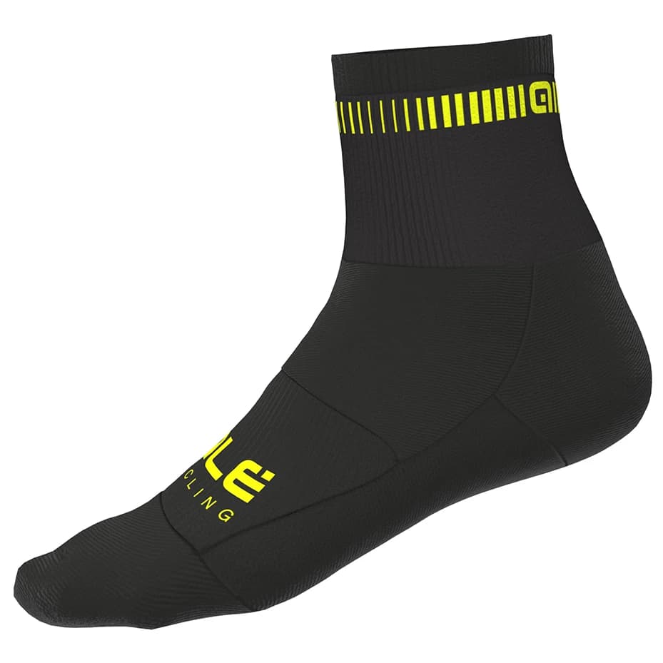 Чорапи за колоездене Alé Logo Q-Skin Socks Cycling socks - Black / Fluo Yellow
