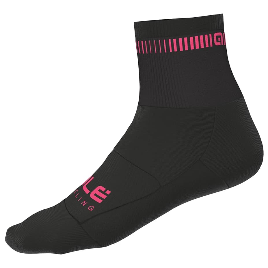 Чорапи за колоездене Alé Logo Q-Skin Socks Cycling socks - Black / Fluo Pink