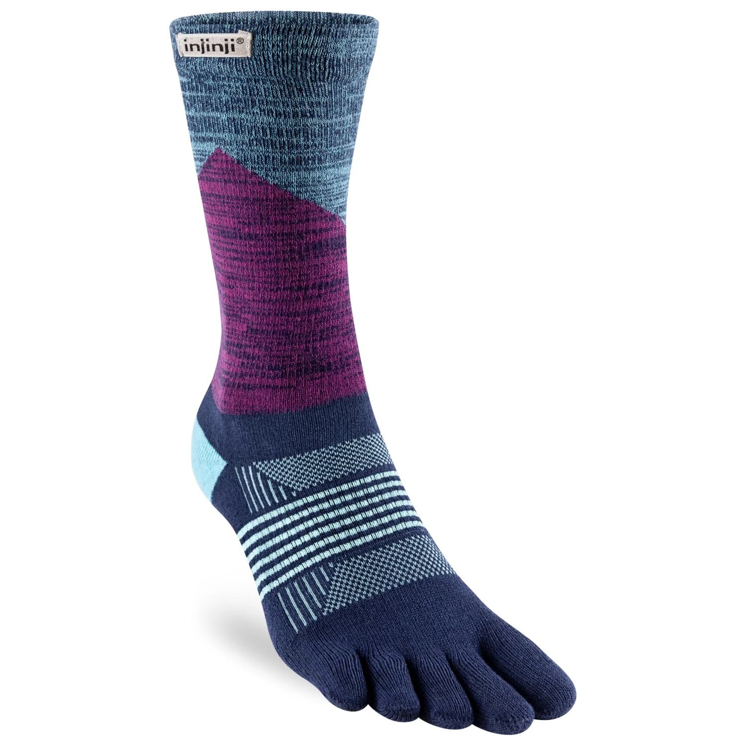 Дамски чорапи за бягане Injinji Women's Trail Midweight Crew Walking socks - Twilight