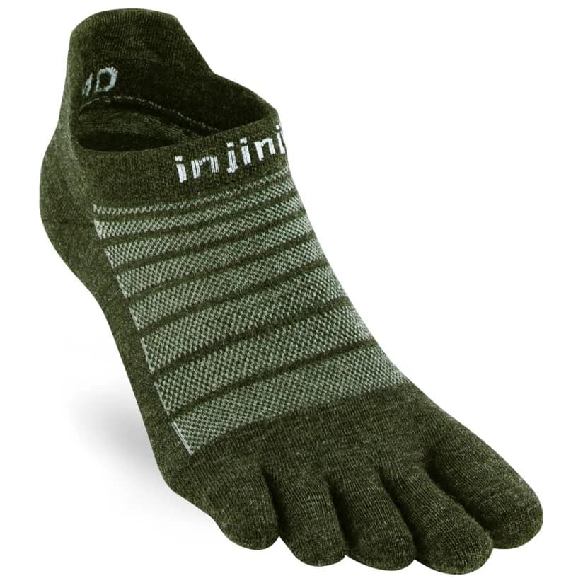 Чорапи за бягане Injinji Run Lightweight No Show Wool Running socks - Forest