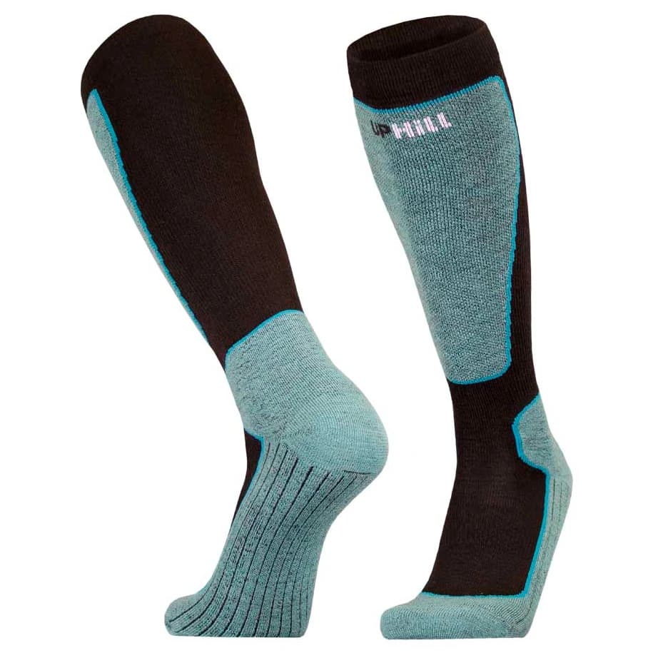 Ски чорапи UphillSport Valta Alpine Ski 4-Layer Shin Cushioned M5 Merino Ski socks - Black / Turqoise