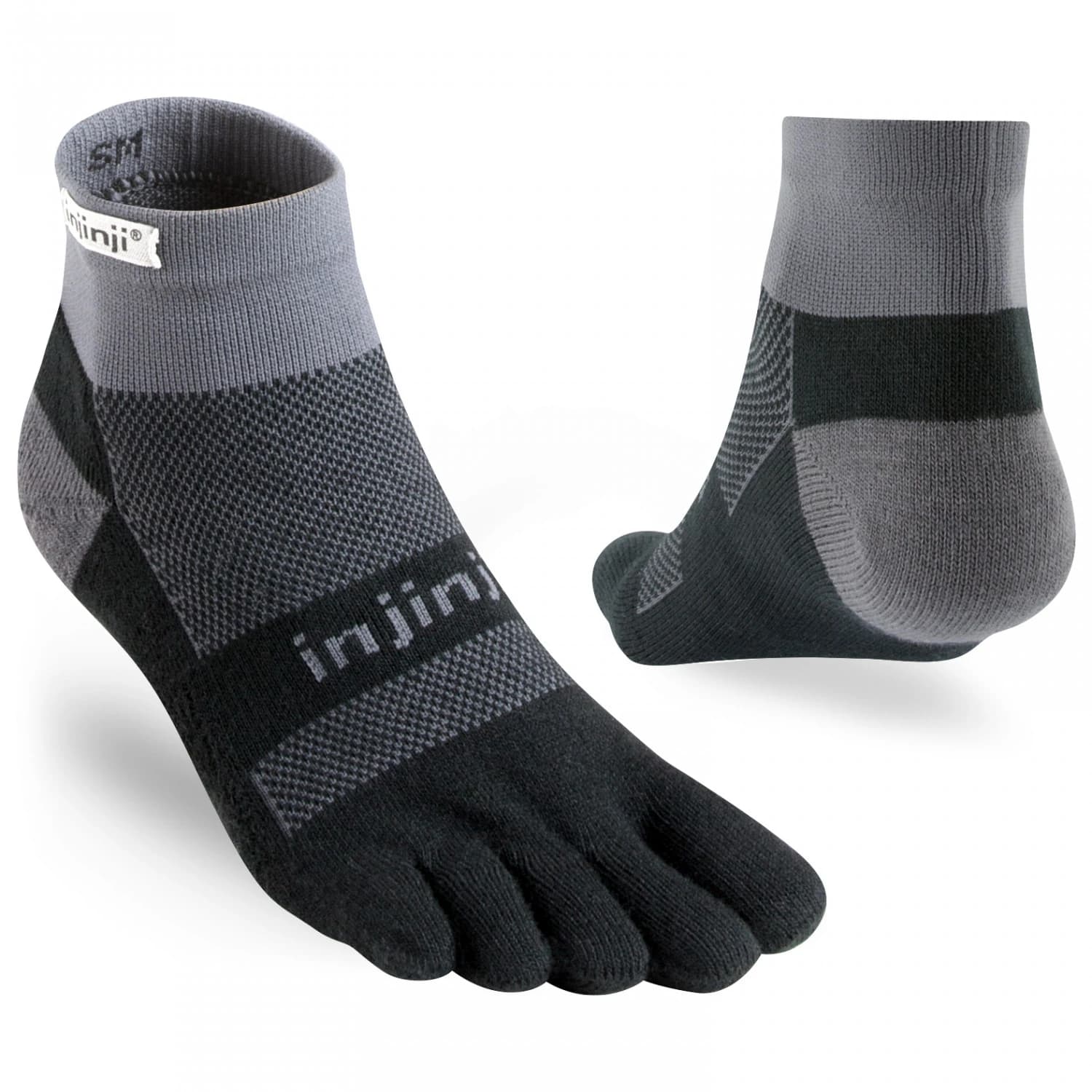 Чорапи за бягане Injinji Run Midweight Mini-Crew Running socks - Black / Grey