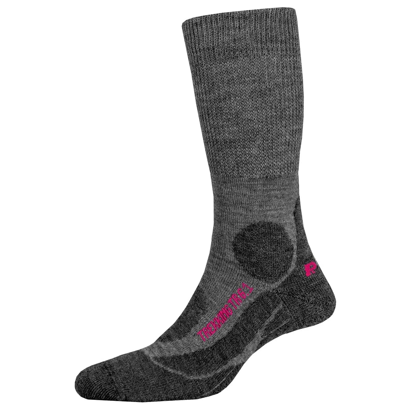 Дамски туристически чорапи P.A.C. Women's TR 6.1 Trekking Merino Medium Walking socks - Grey Melange / Berry