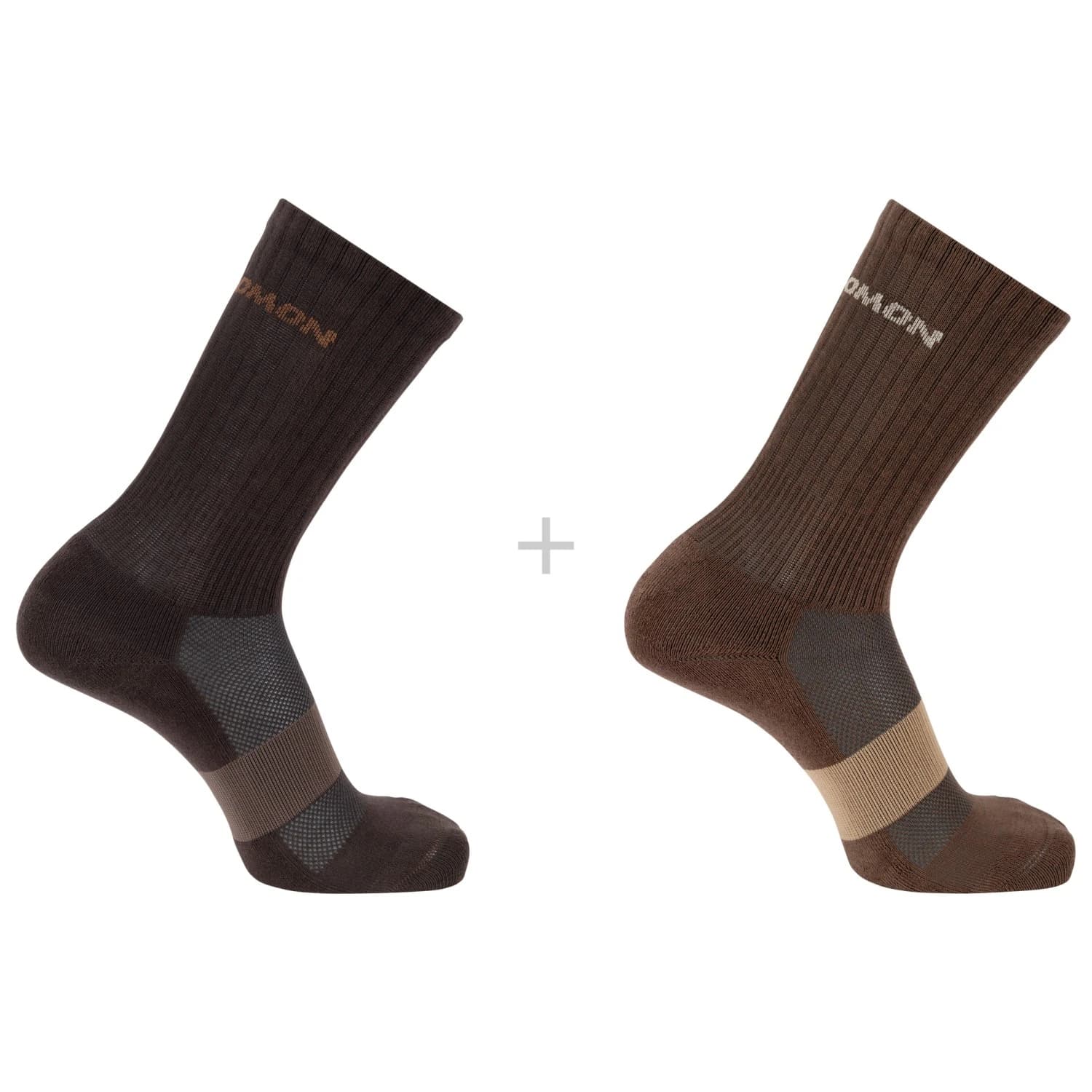 Спортни чорапи Salomon Evasion Crew 2-Pack Sports socks - Dark Earth / Walnut
