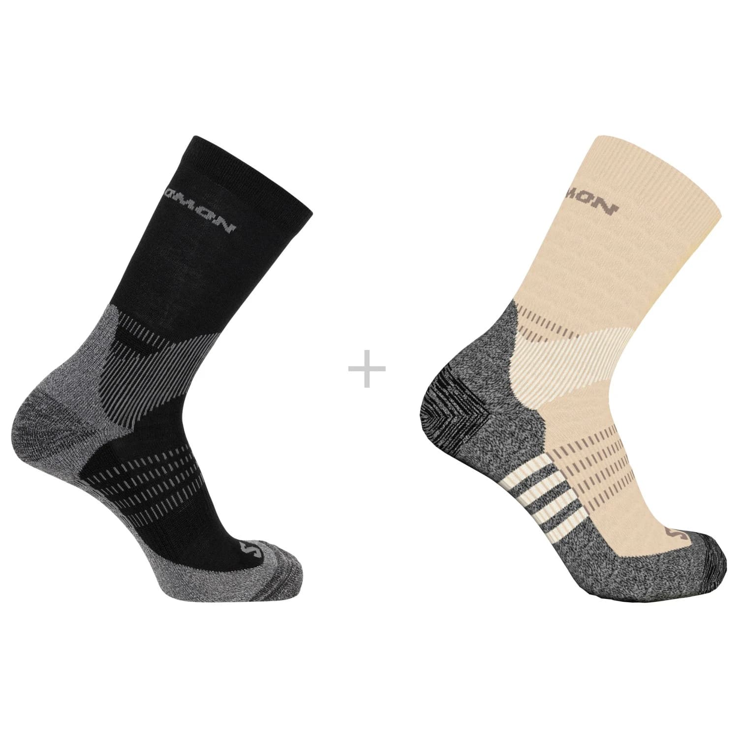 Туристически чорапи Salomon X Ultra Access Crew 2-Pack Walking socks - Bleached Sand / Black