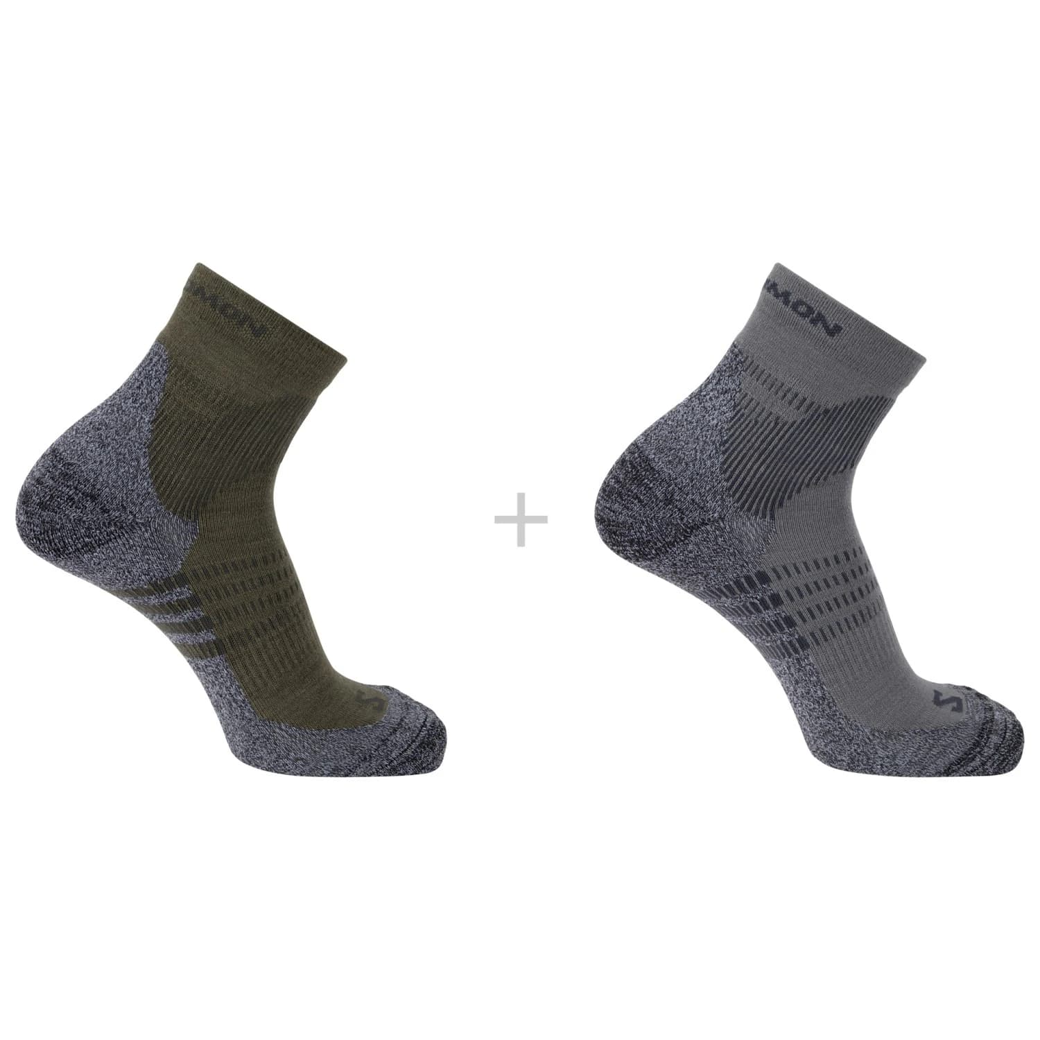 Туристически чорапи Salomon X Ultra Access Quarter 2-Pack Walking socks - Excalibur / Olive Night