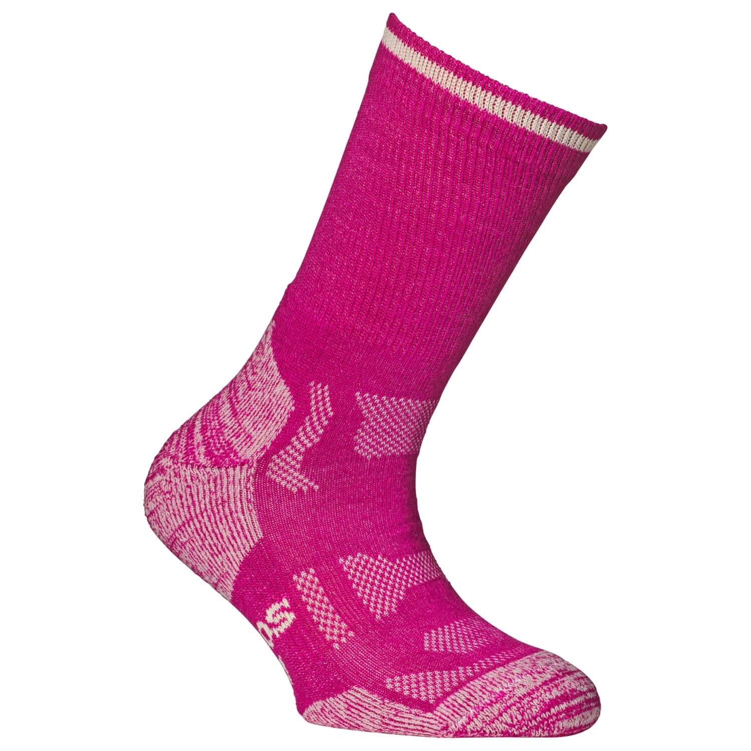 Детски туристически чорапи Alpacasocks&Co Merino Outdoor Kids Walking socks - Pink / Off-White Trim