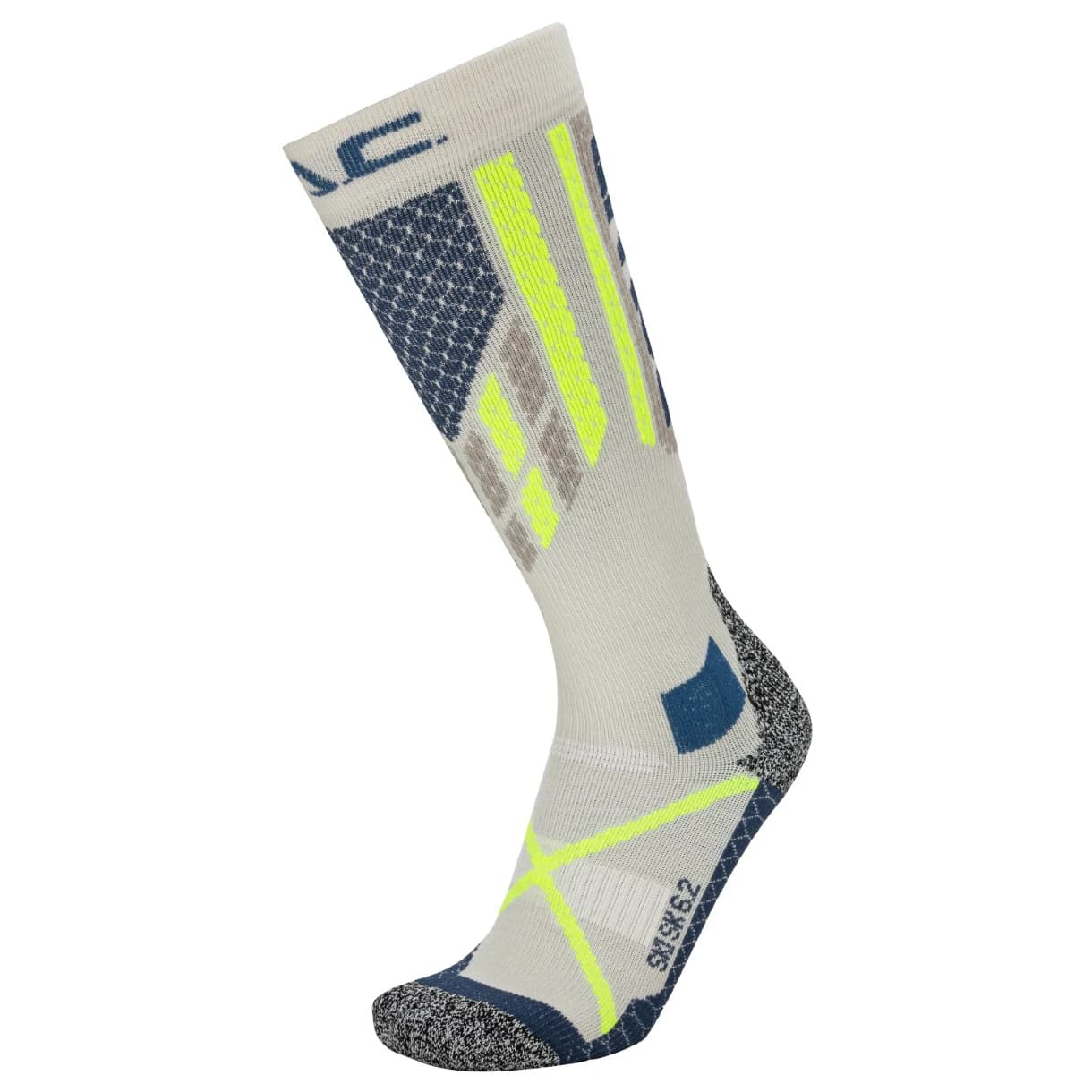Ски чорапи P.A.C. Women's SK 6.2 Merino Technical Pro Ski socks - Neon Yellow / Navy / Pow