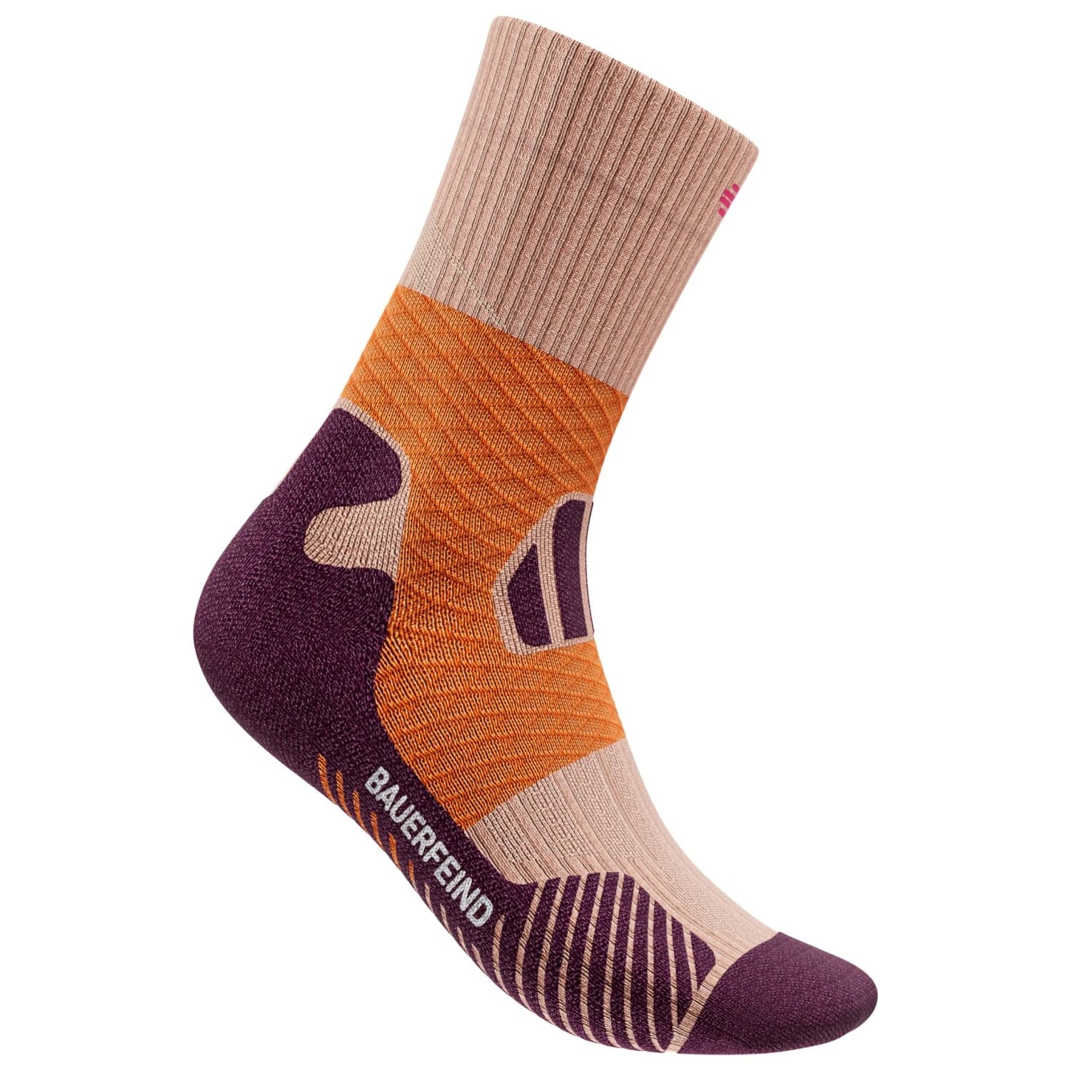 Дамски чорапи за бягане Bauerfeind Sports Women's Trail Run Mid Cut Socks Running socks - Sunrise Peach