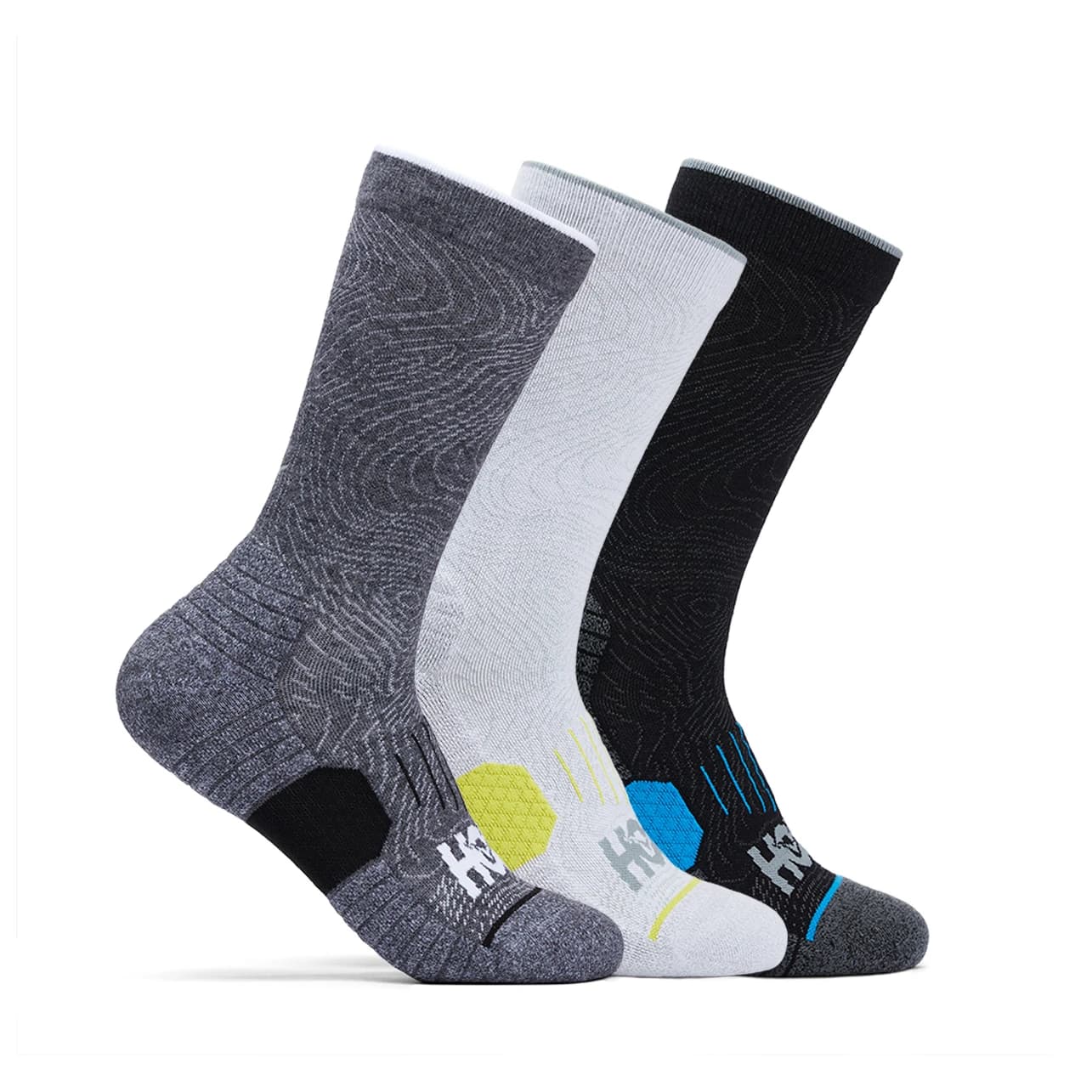 Чорапи за бягане HOKA Crew Run Sock 3-Pack Running socks - White / Black / Grey