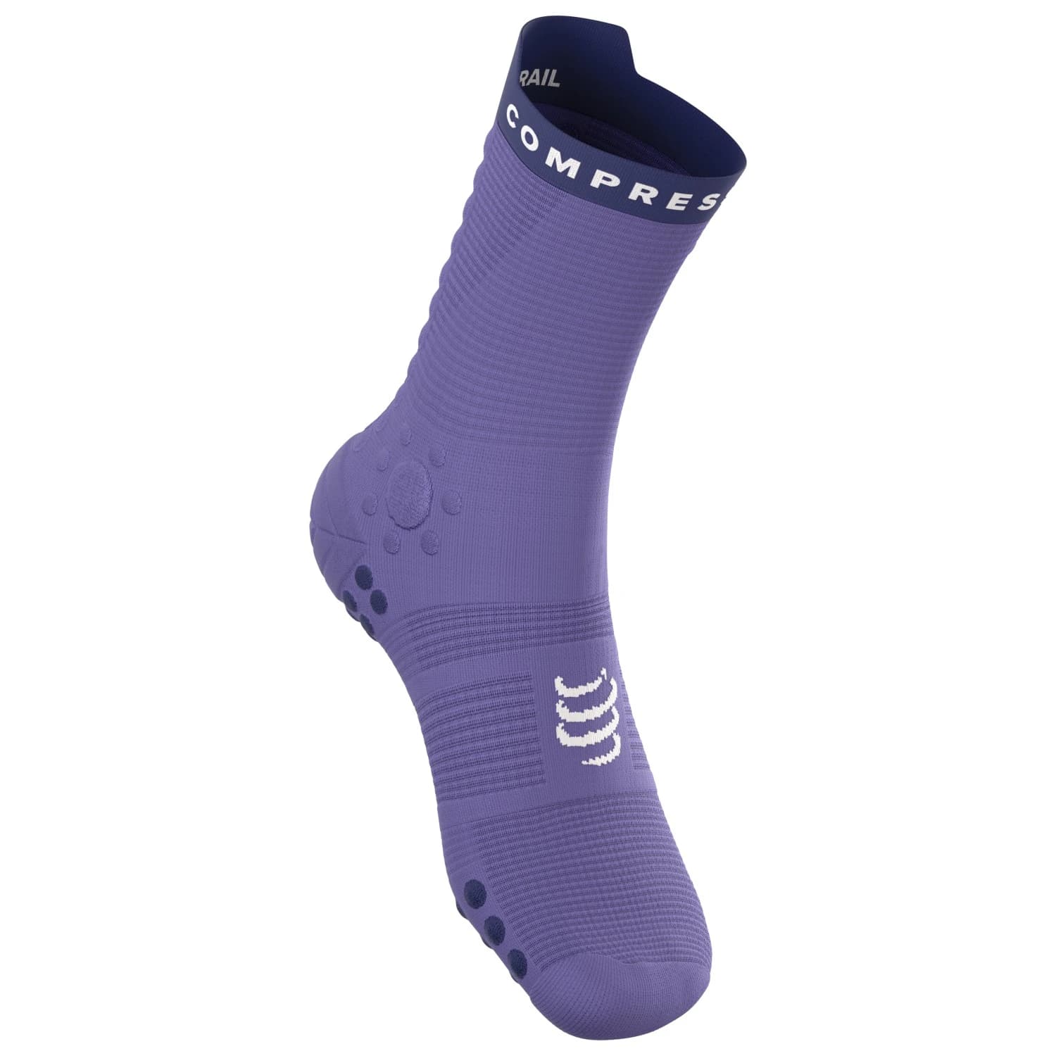 Чорапи за бягане Compressport Pro Racing Socks V4.0 Trail Running socks - Aster Purple / Peacoat / White