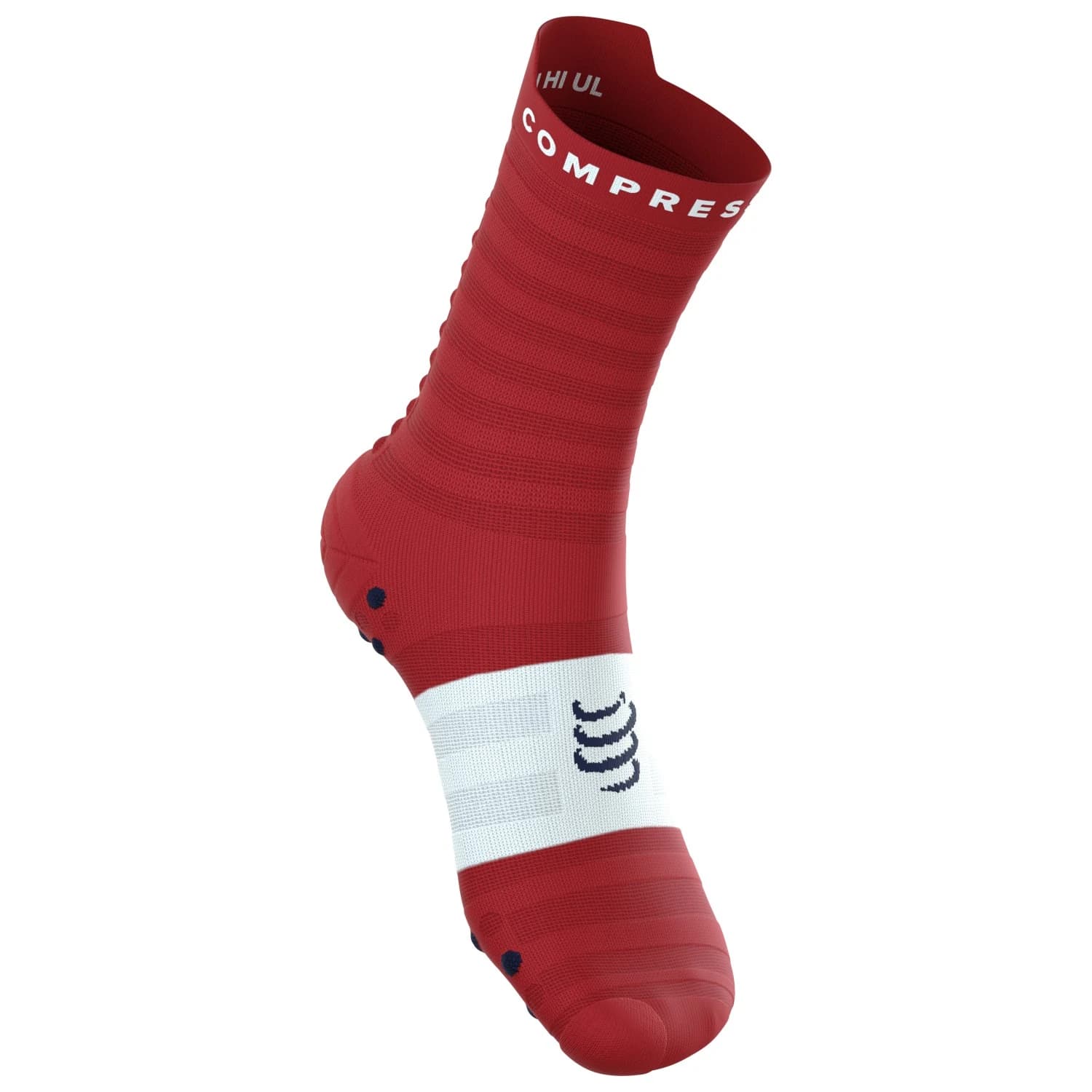 Чорапи за бягане Compressport Pro Racing Socks V4.0 Ultralight Run High Running socks - Pompeian Red / White / Peacoat