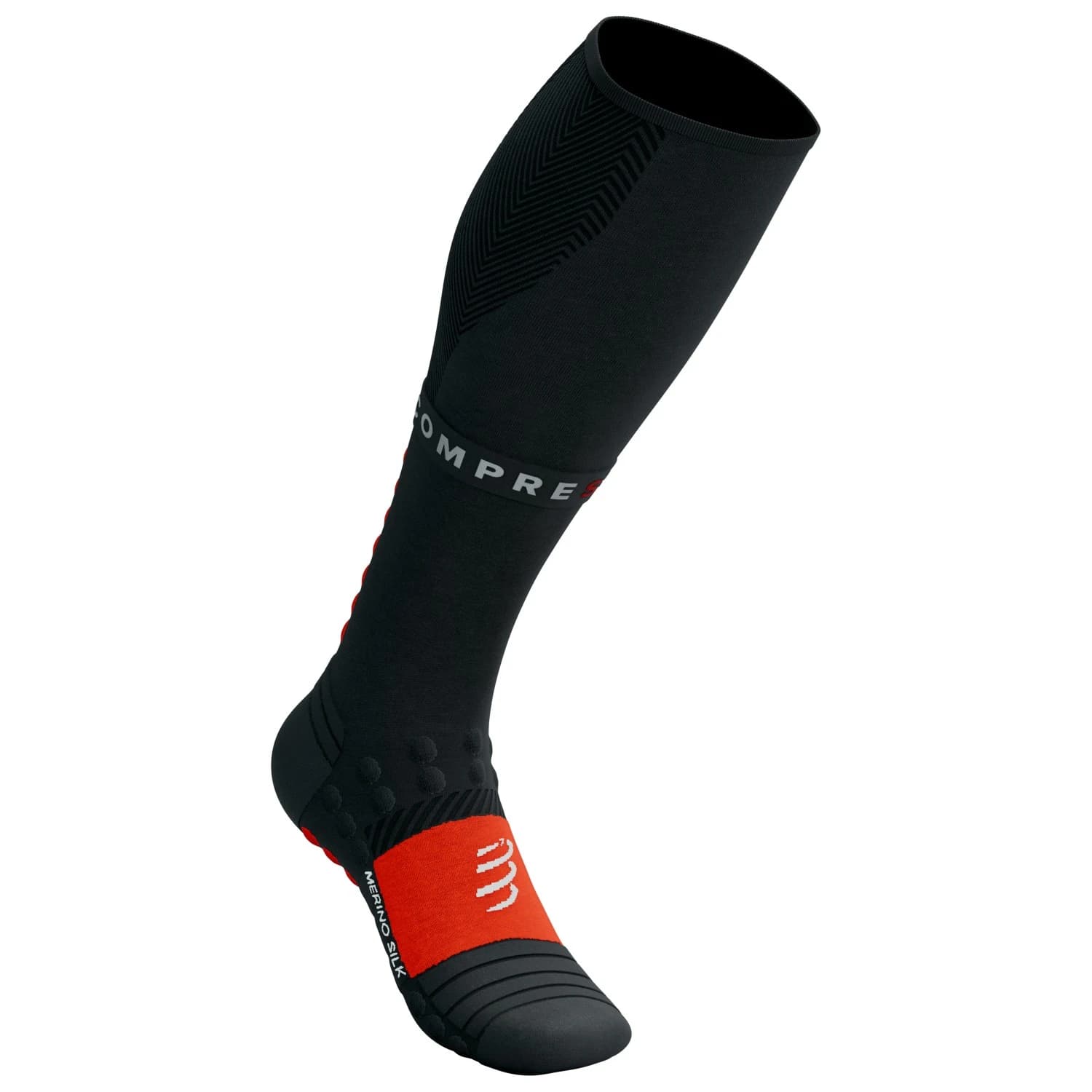 Компресионни чорапи Compressport Full Socks Winter Run Compression socks - Black / High Risk Red